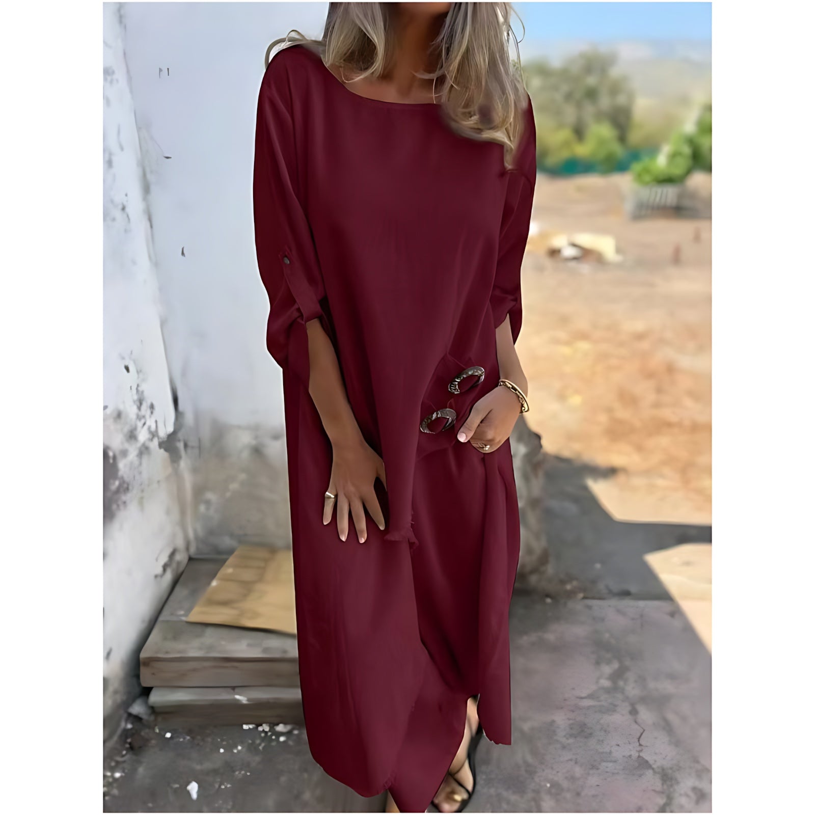 Skylar – Batwing Sleeve Flowy Kaftan Maxi Dress