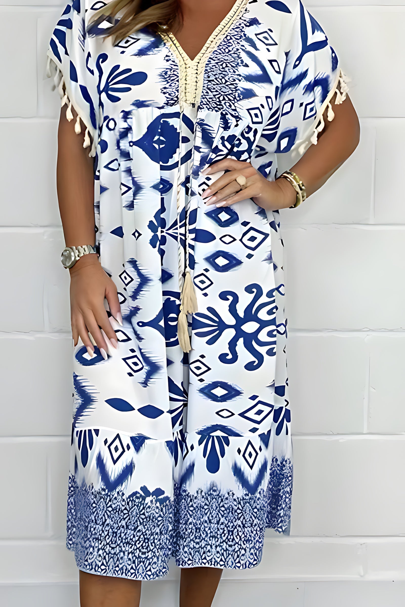 Sloane – Embroidered V Neck Vacation Maxi Dress