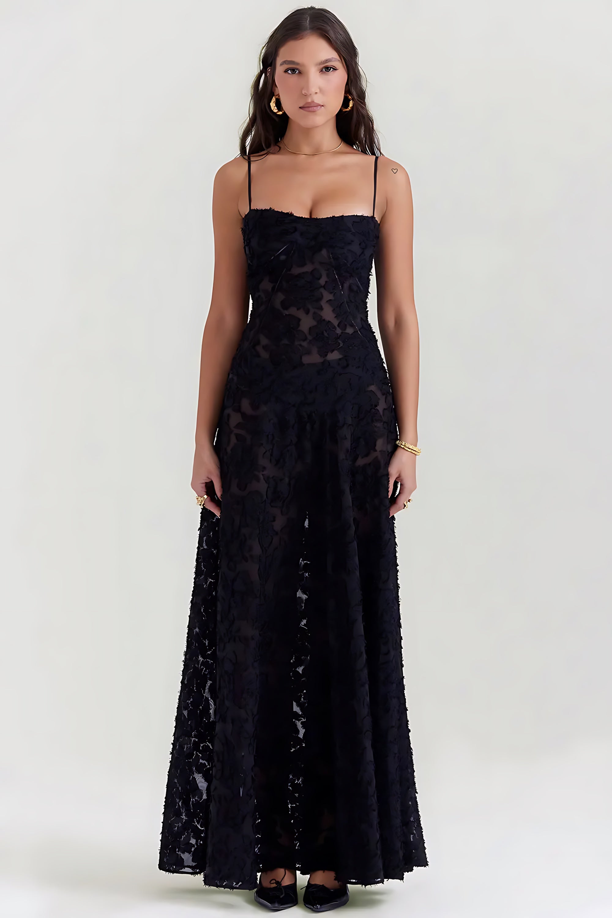 Sloane – Floral Lace Bustier Evening Maxi Dress