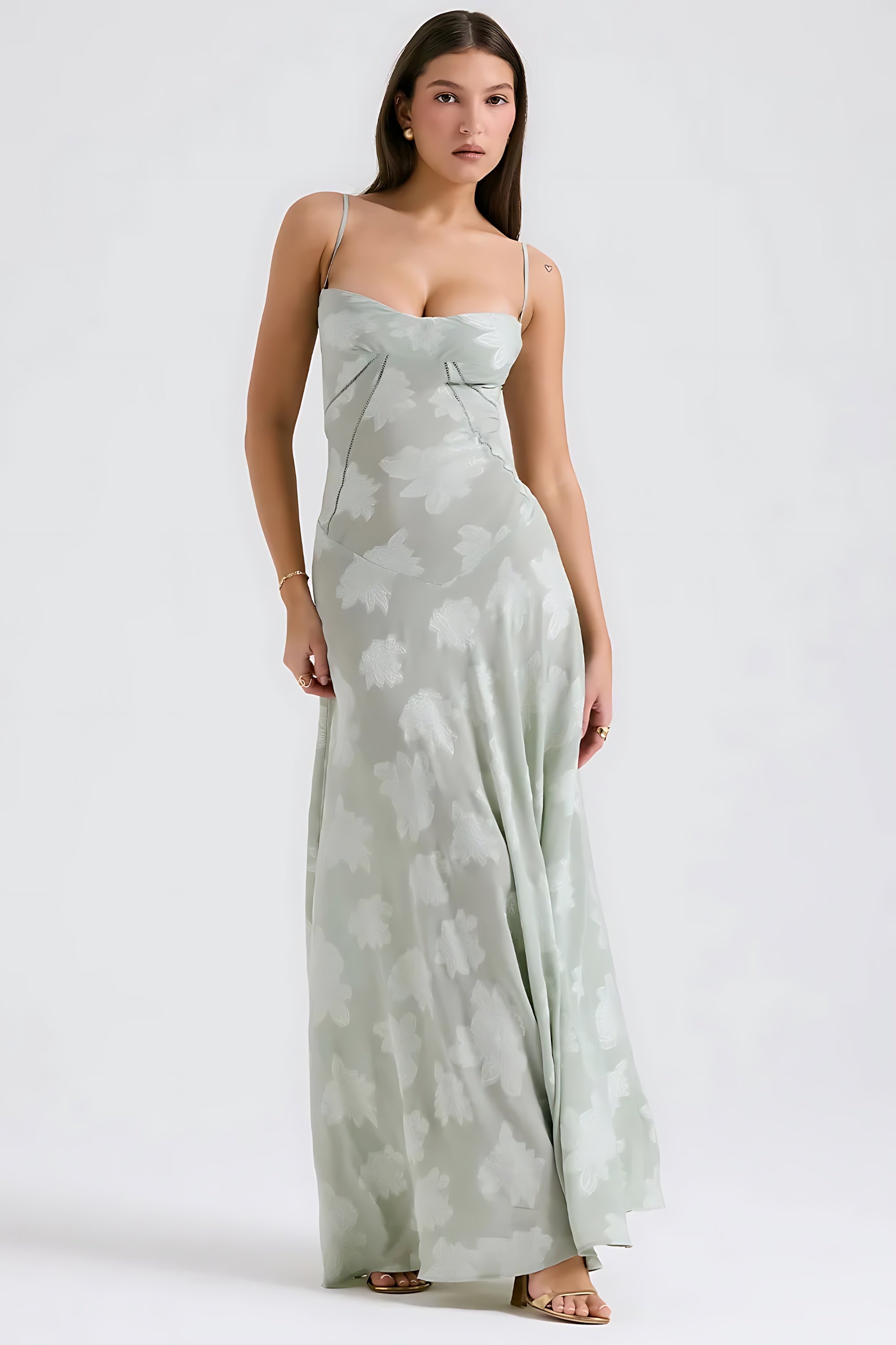 Sloane – Floral Lace Bustier Evening Maxi Dress