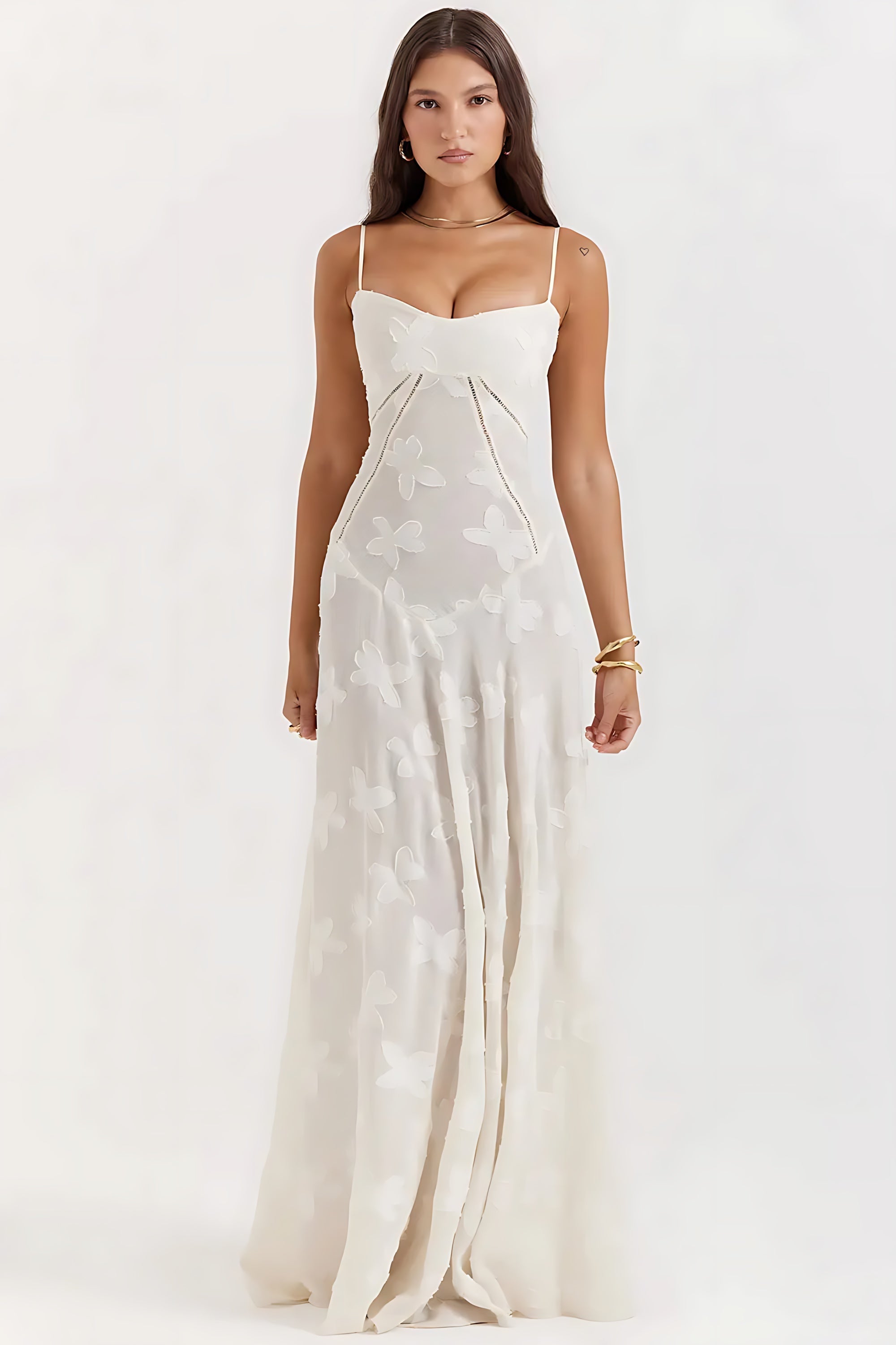 Sloane – Floral Lace Bustier Evening Maxi Dress