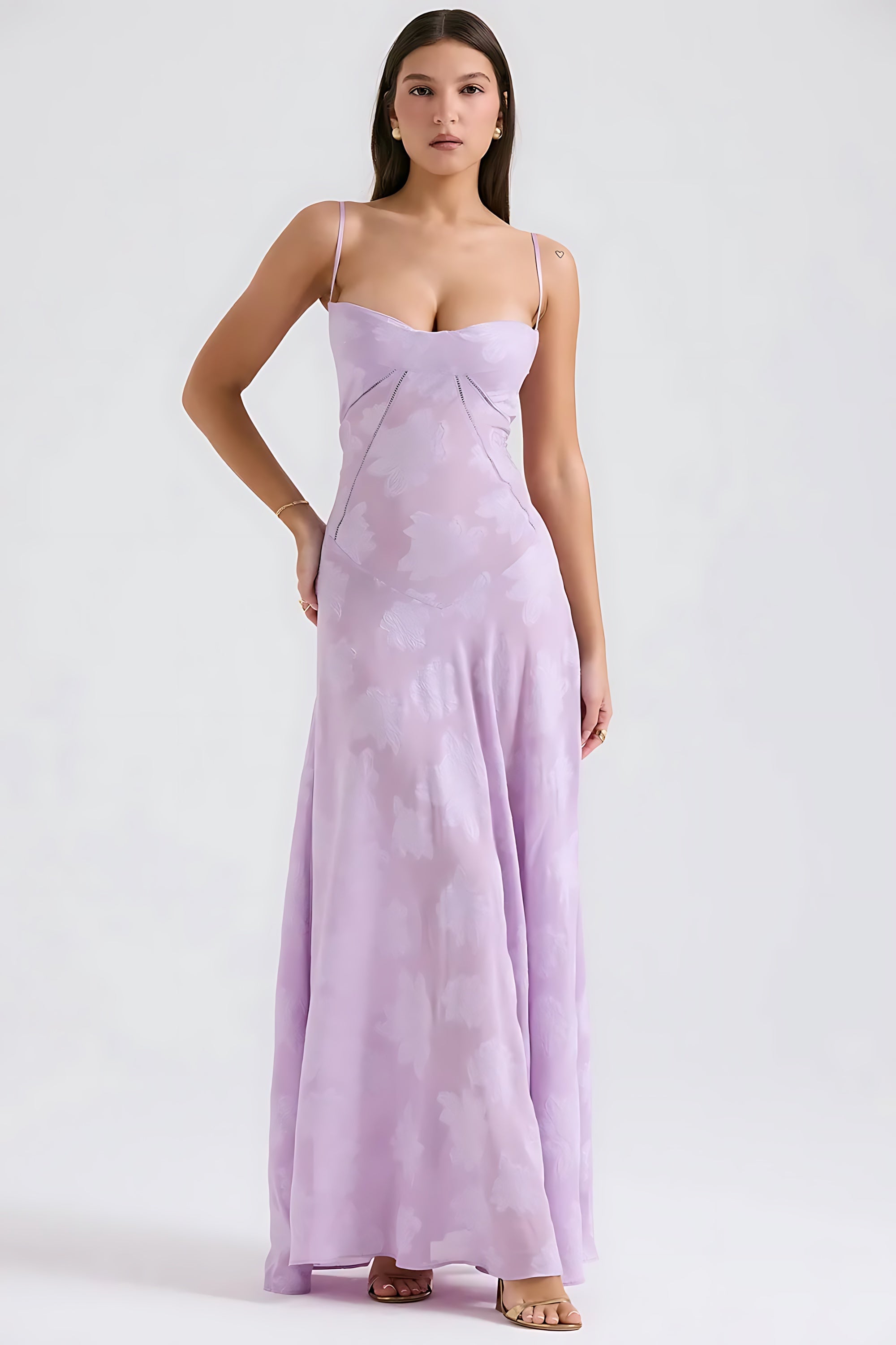Sloane – Floral Lace Bustier Evening Maxi Dress
