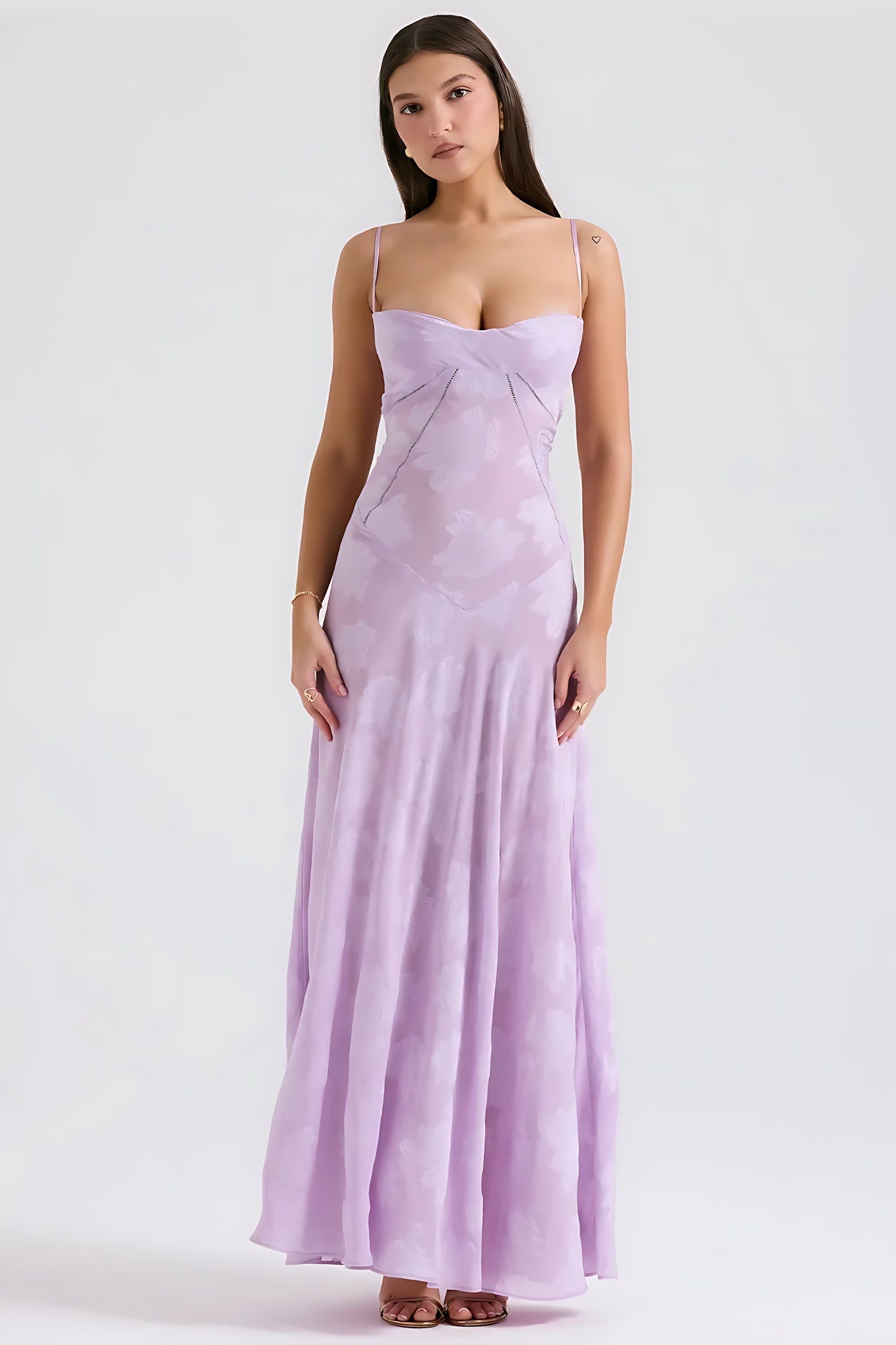 Sloane – Floral Lace Bustier Evening Maxi Dress
