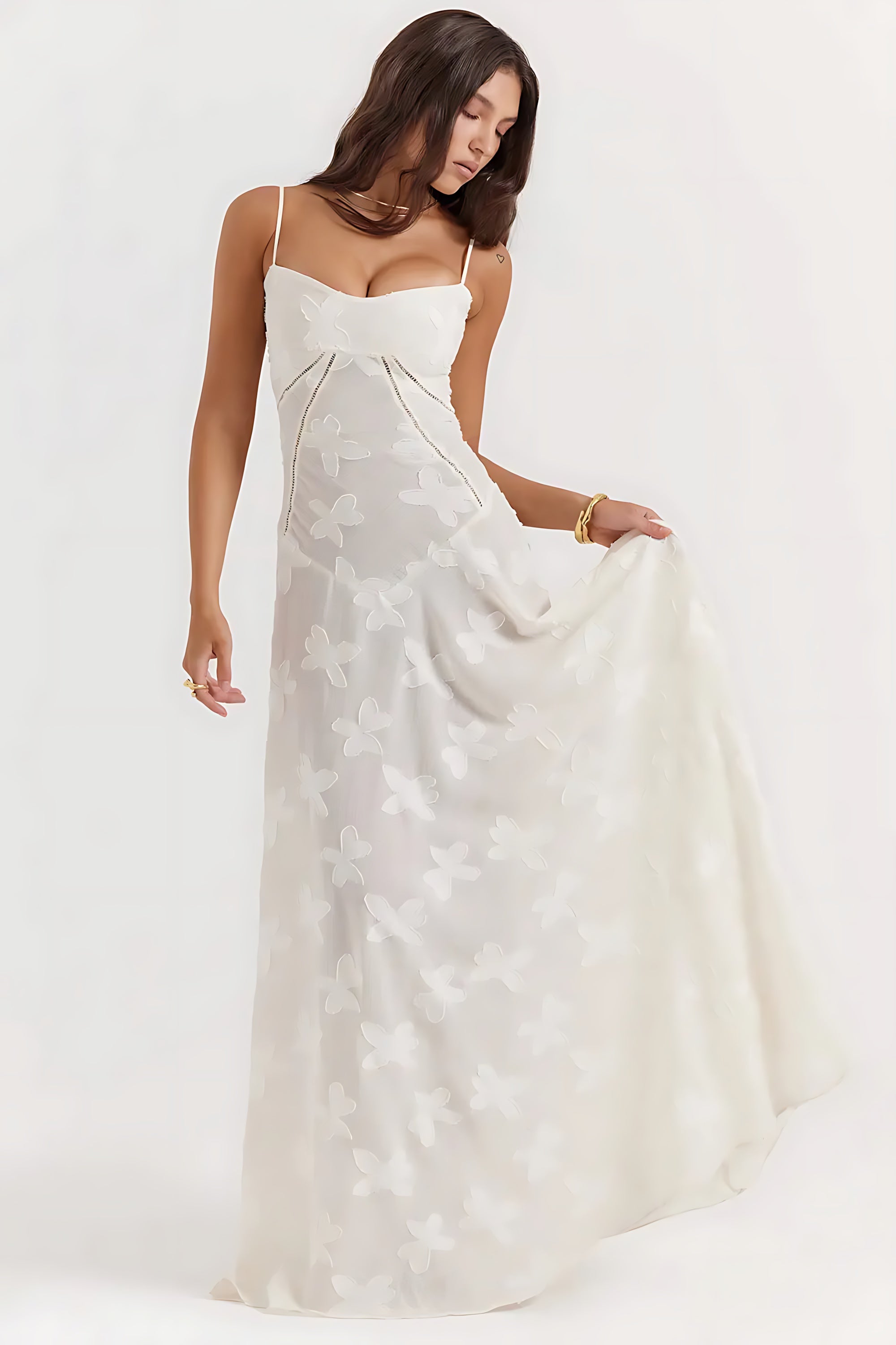 Sloane – Floral Lace Bustier Evening Maxi Dress