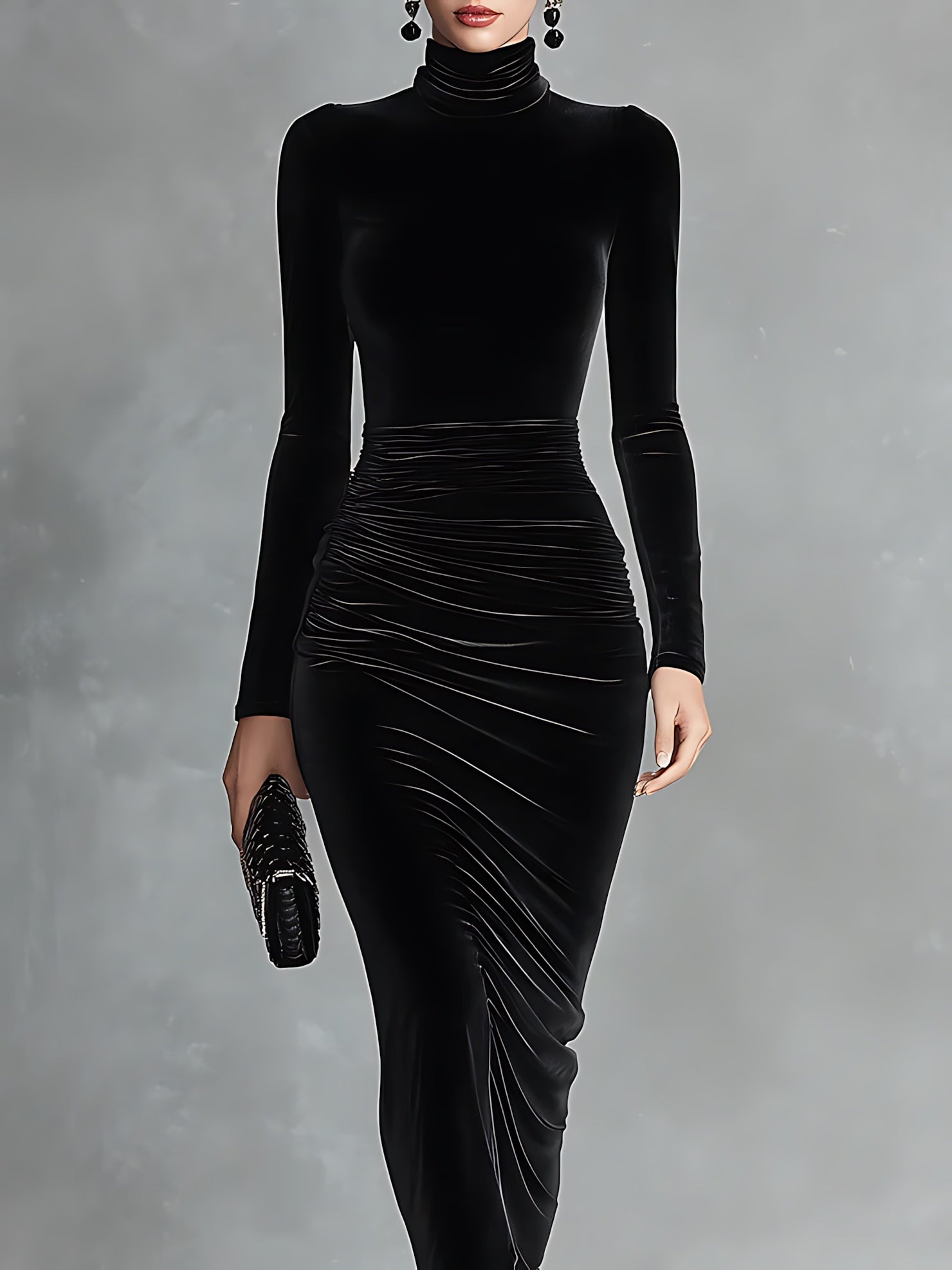 Sloane – Long Sleeve Ruched Bodycon Midi Dress