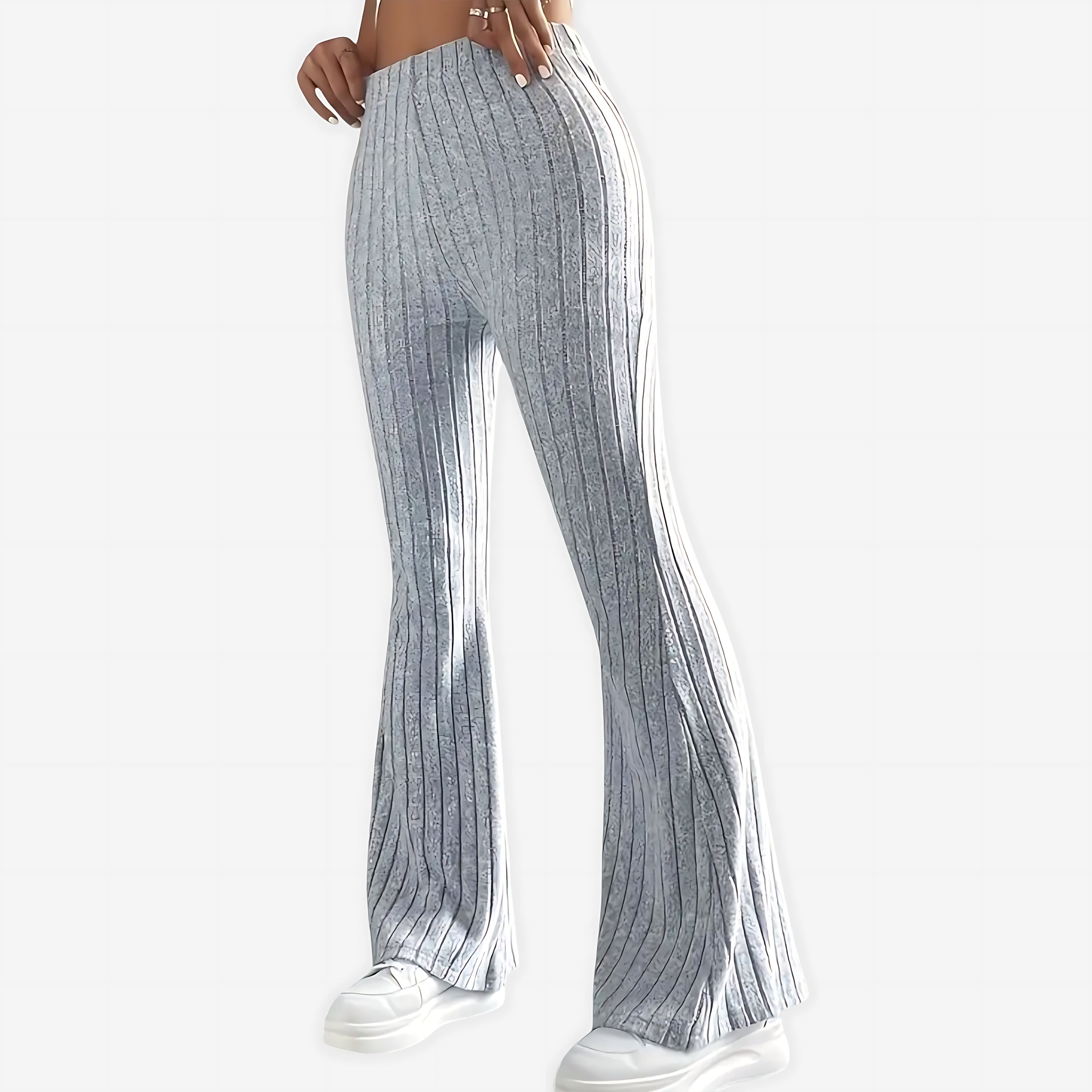 Sloane – Striped Ribbed Flare Pants