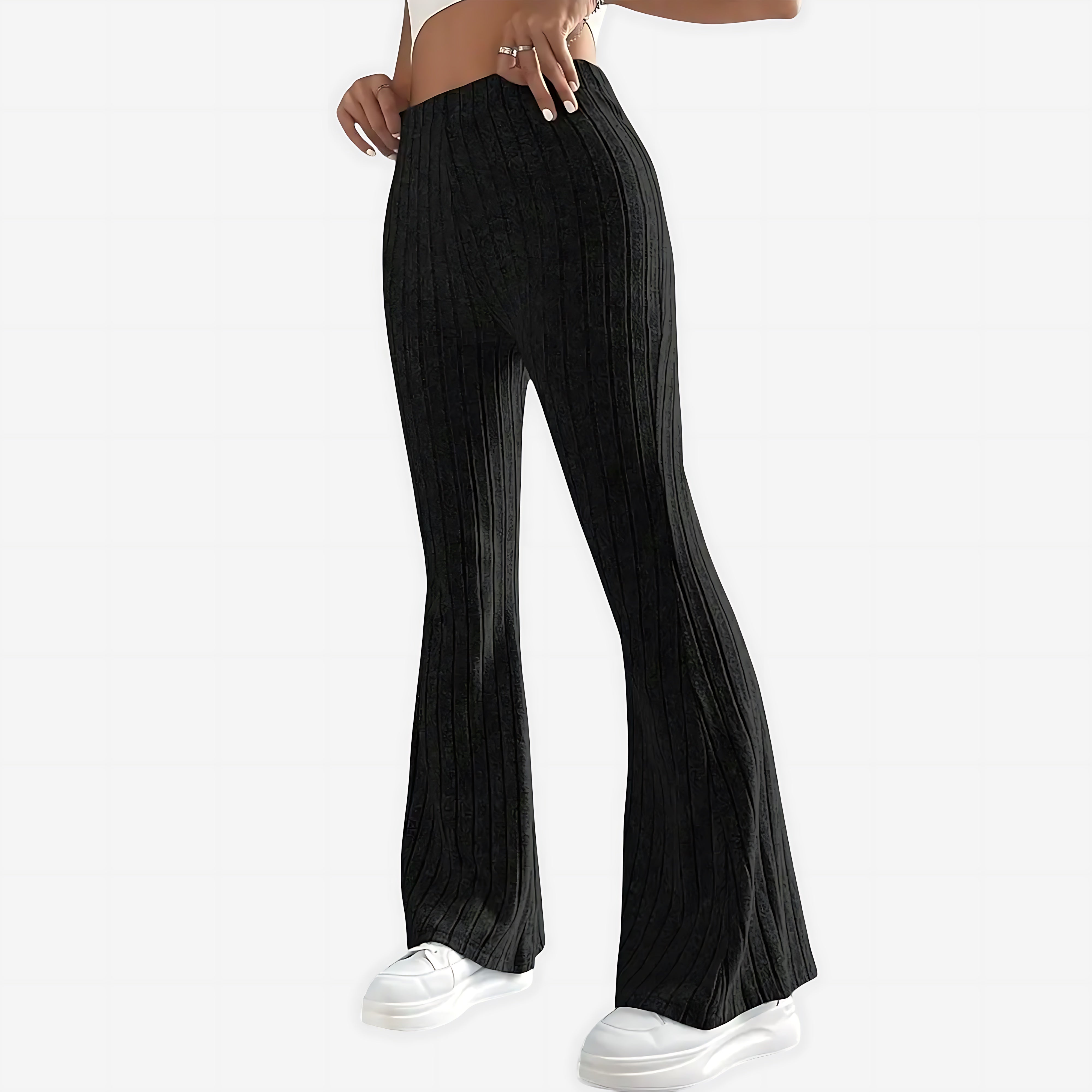 Sloane – Striped Ribbed Flare Pants
