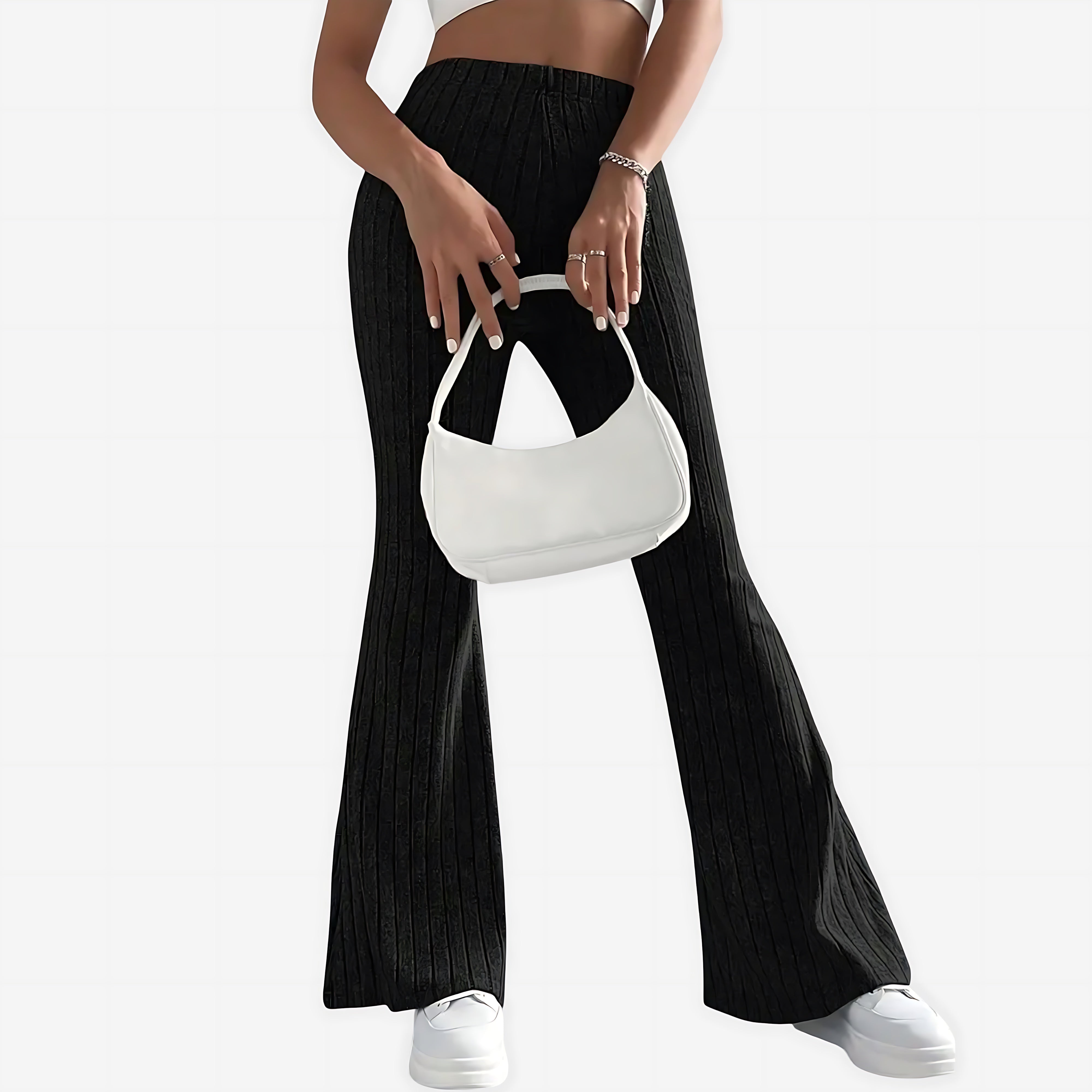 Sloane – Striped Ribbed Flare Pants