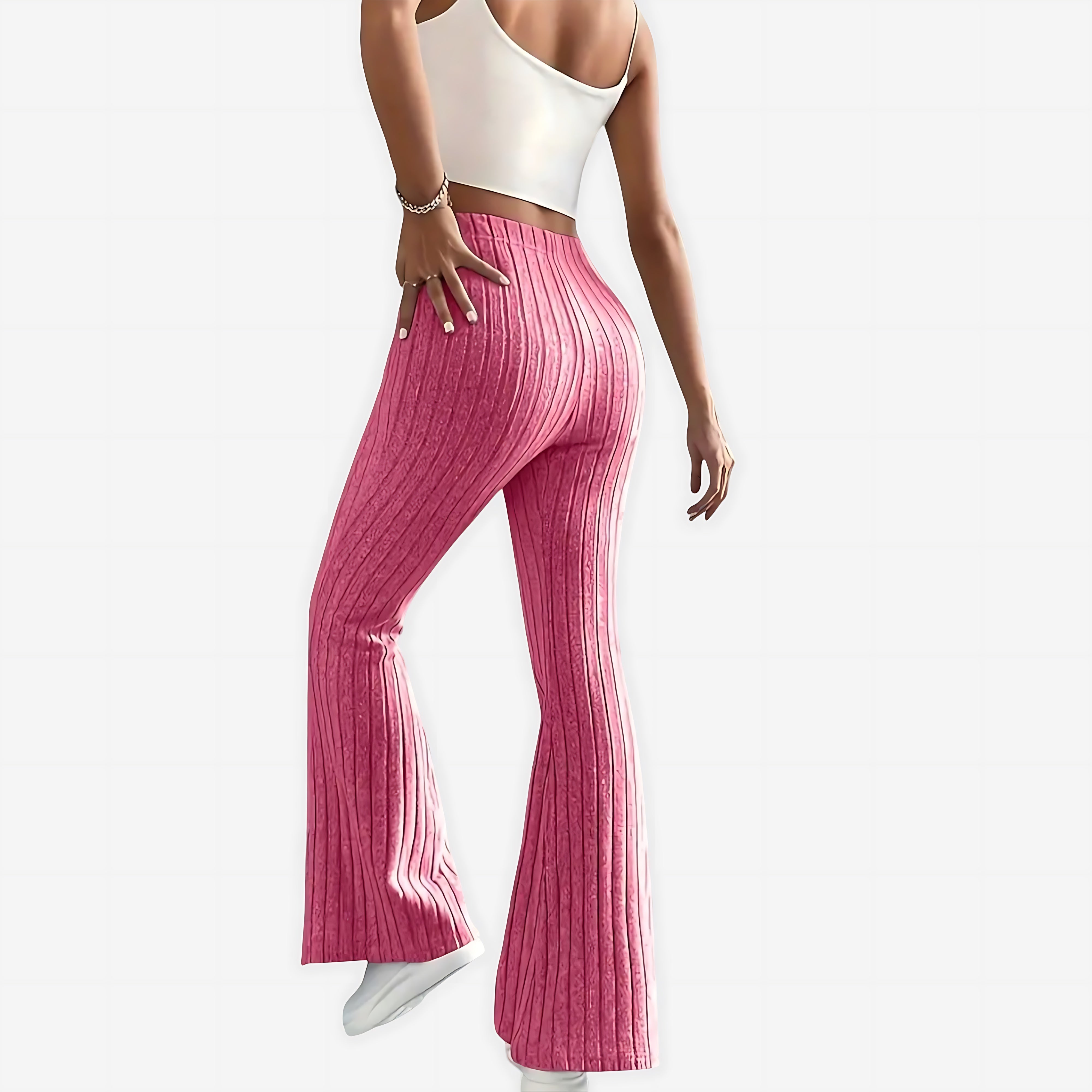 Sloane – Striped Ribbed Flare Pants