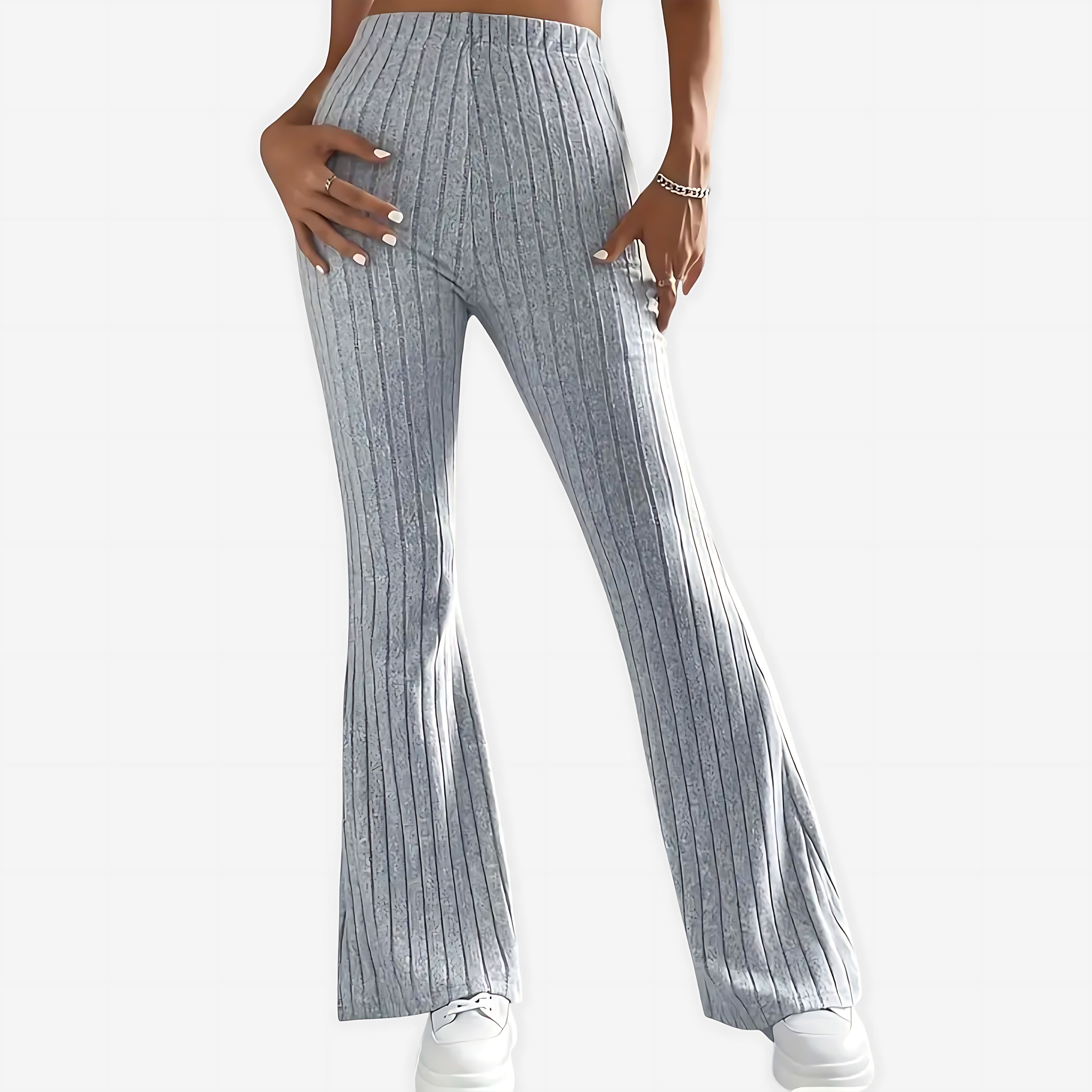 Sloane – Striped Ribbed Flare Pants