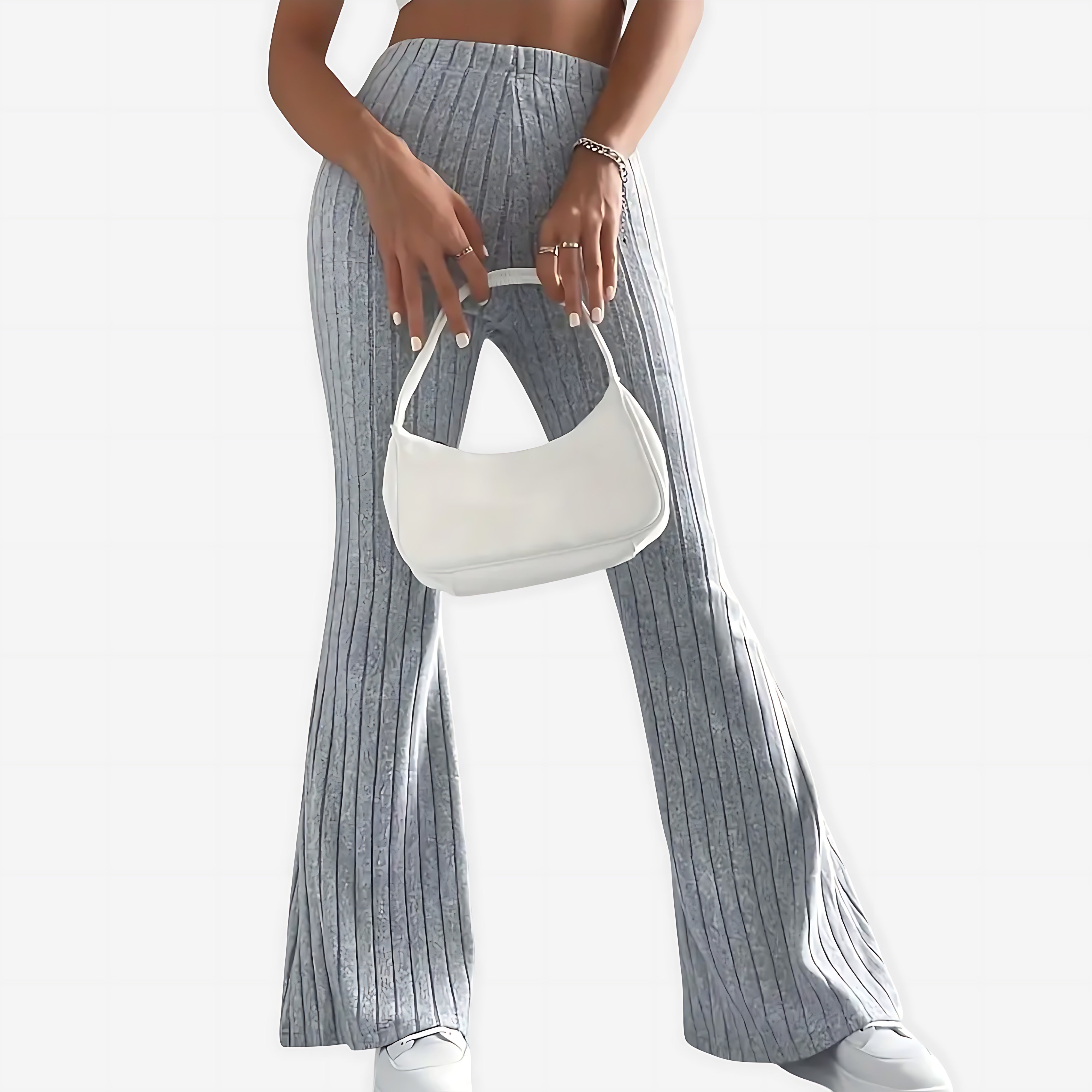 Sloane – Striped Ribbed Flare Pants