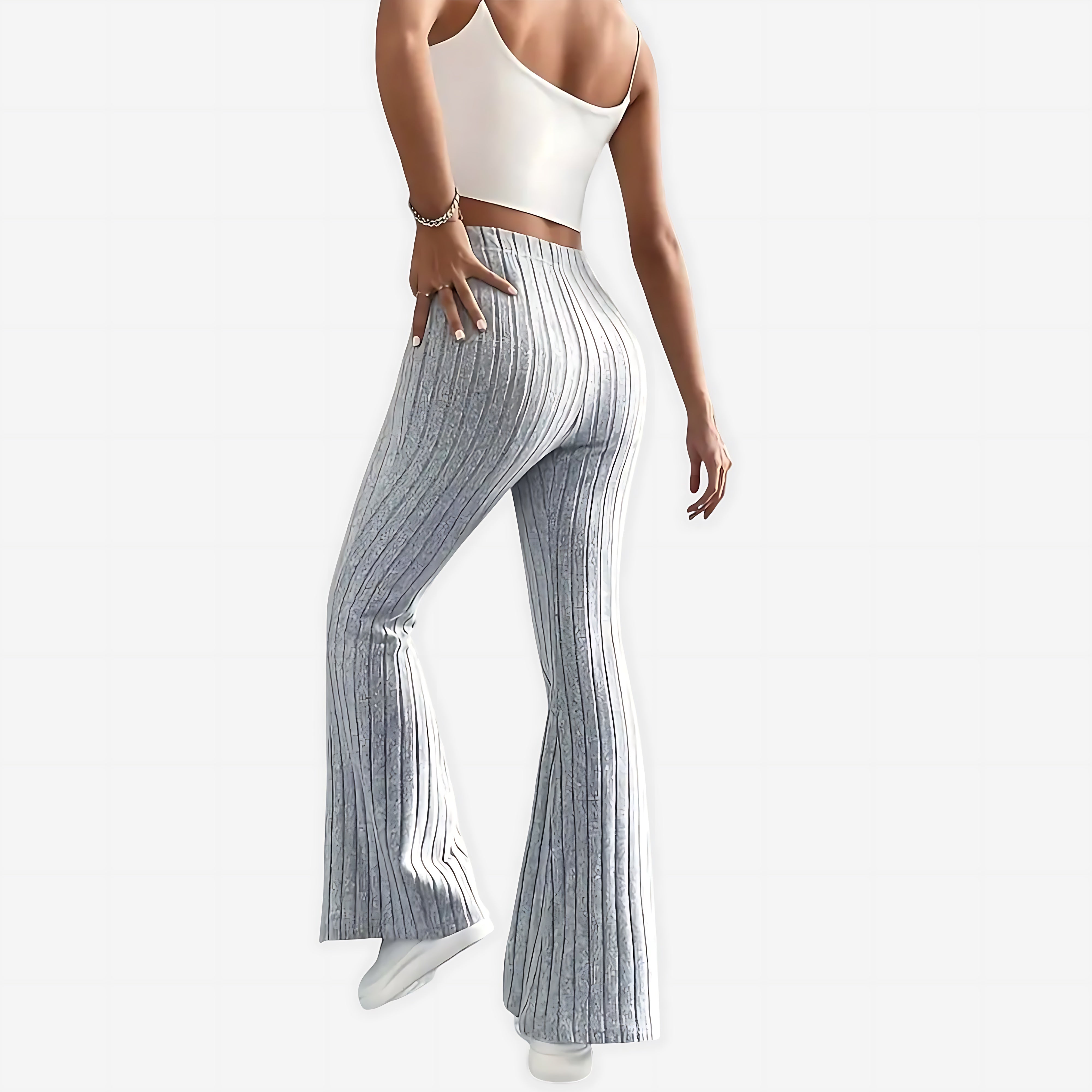 Sloane – Striped Ribbed Flare Pants