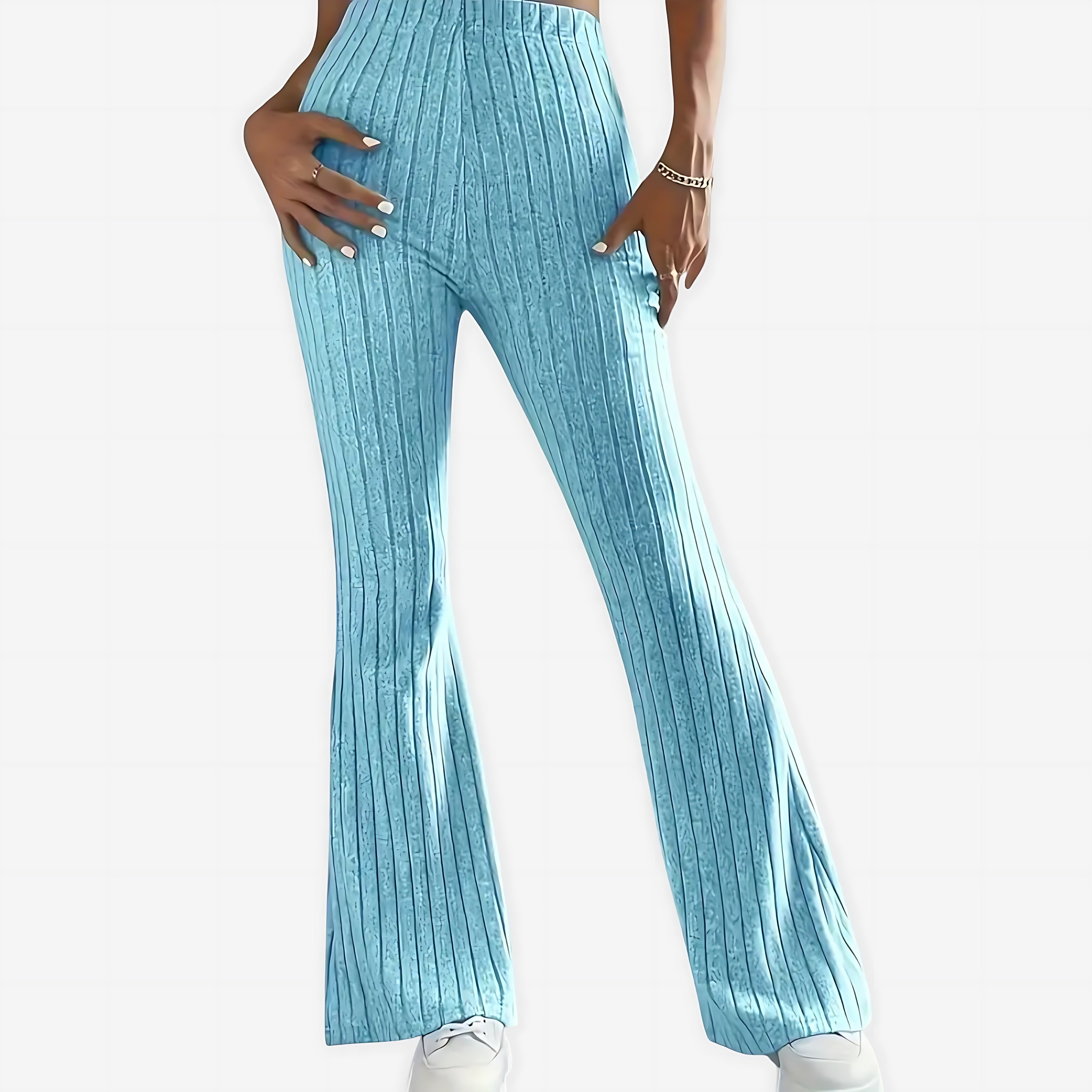 Sloane – Striped Ribbed Flare Pants