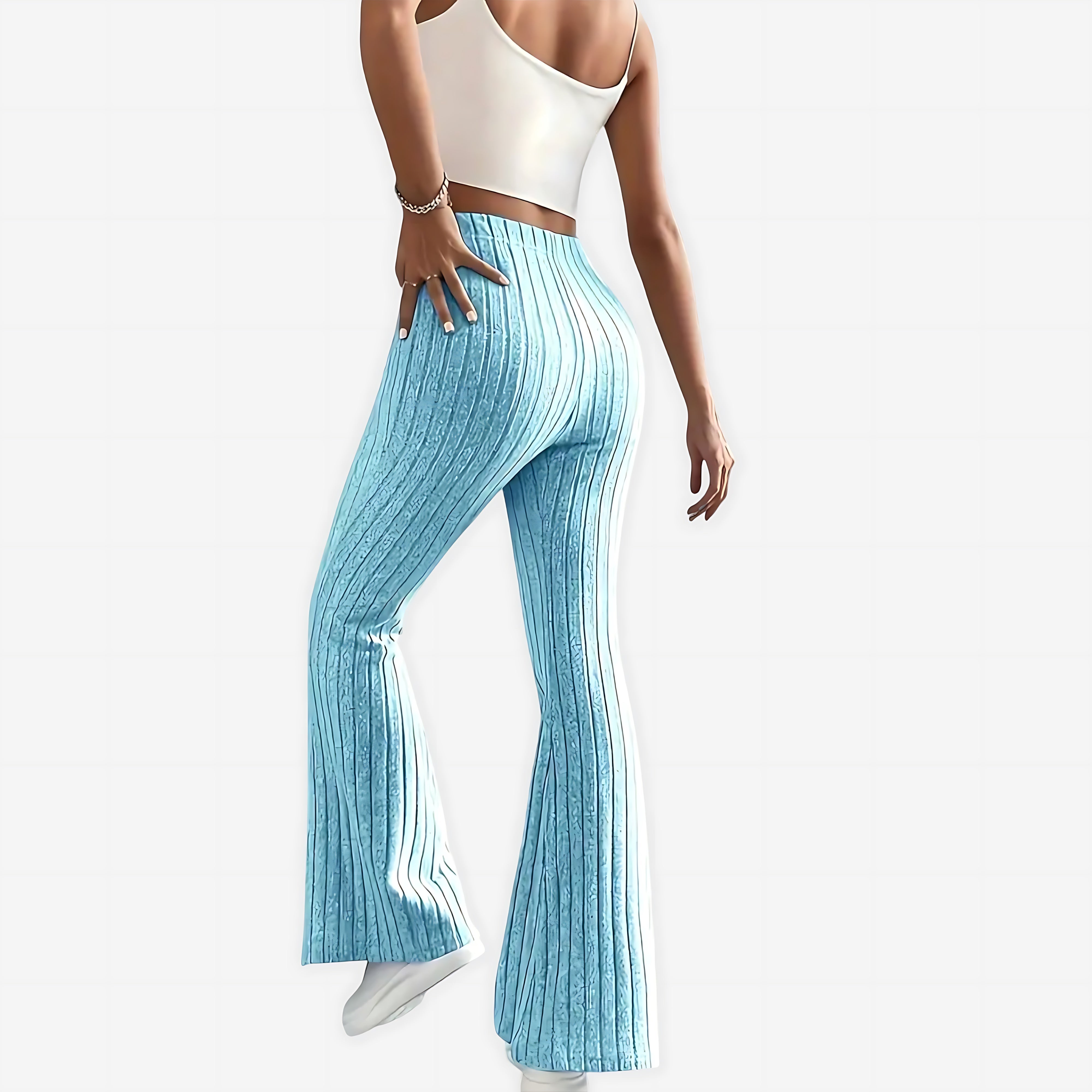 Sloane – Striped Ribbed Flare Pants