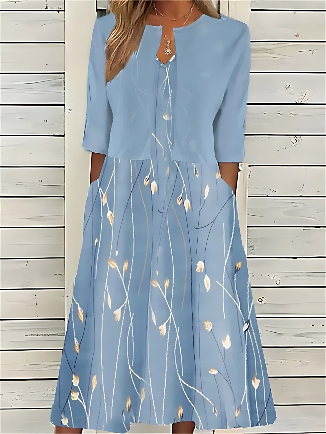 Sofia – Floral Print Swing A Line Midi Dress