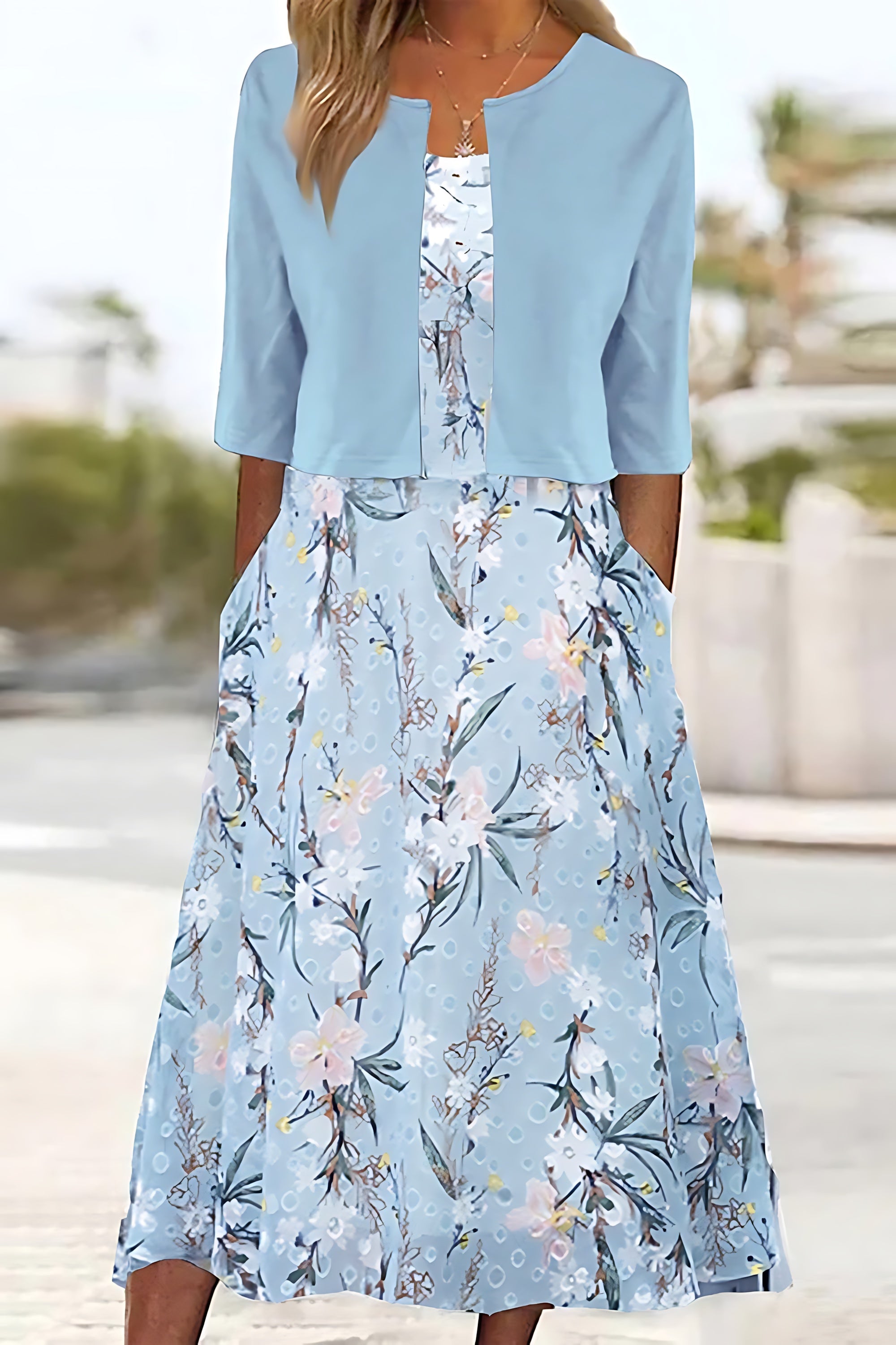 Sofia – Floral Print Swing A Line Midi Dress