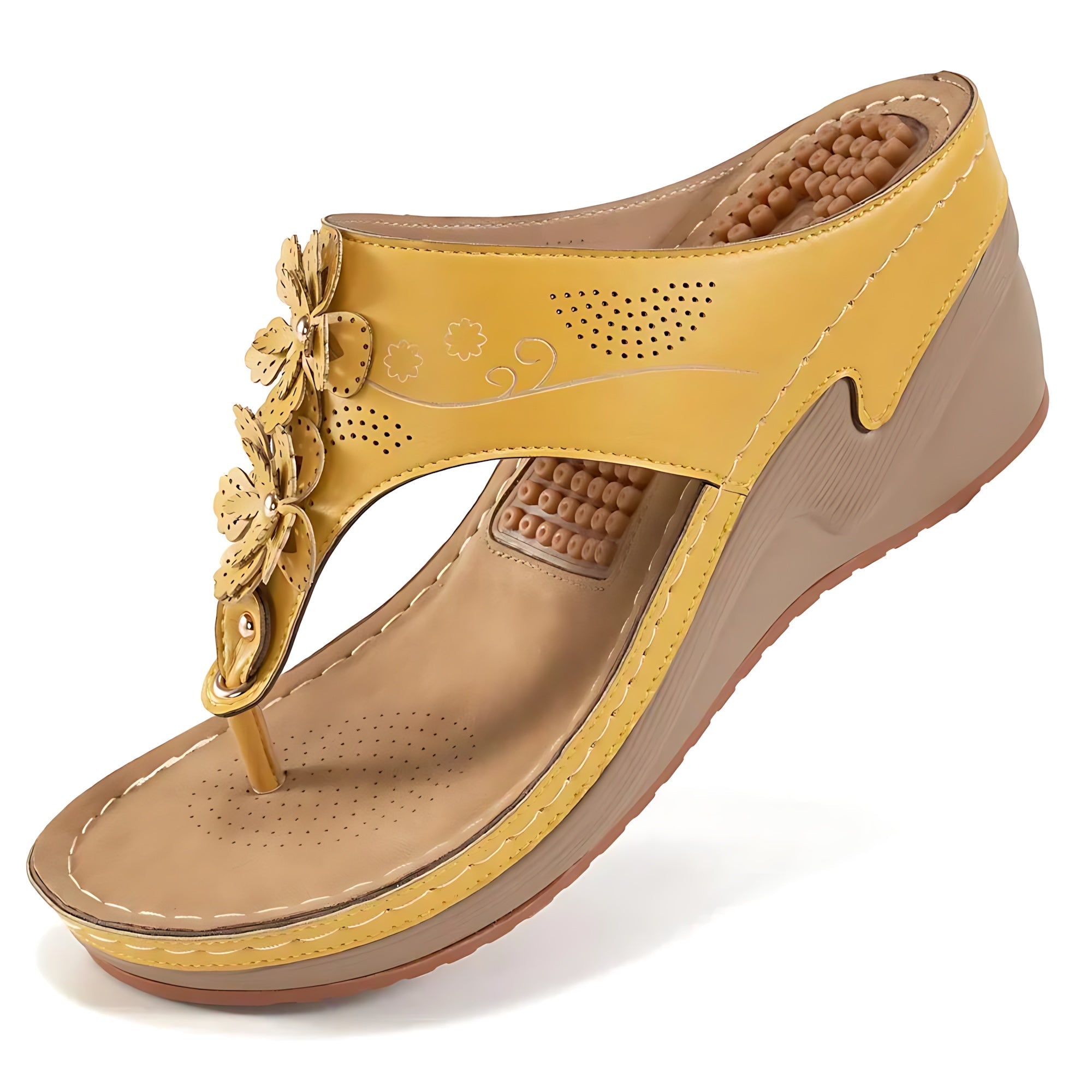 Sophia – Floral Thong Wedge Sandals