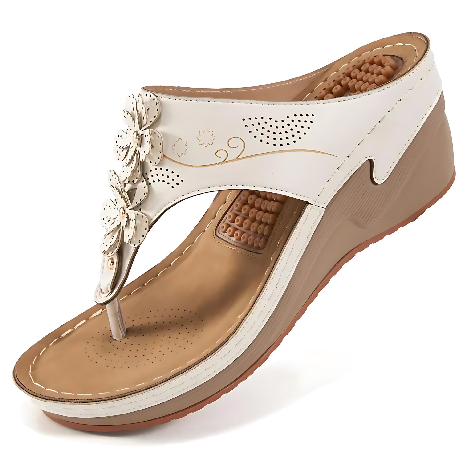 Sophia – Floral Thong Wedge Sandals