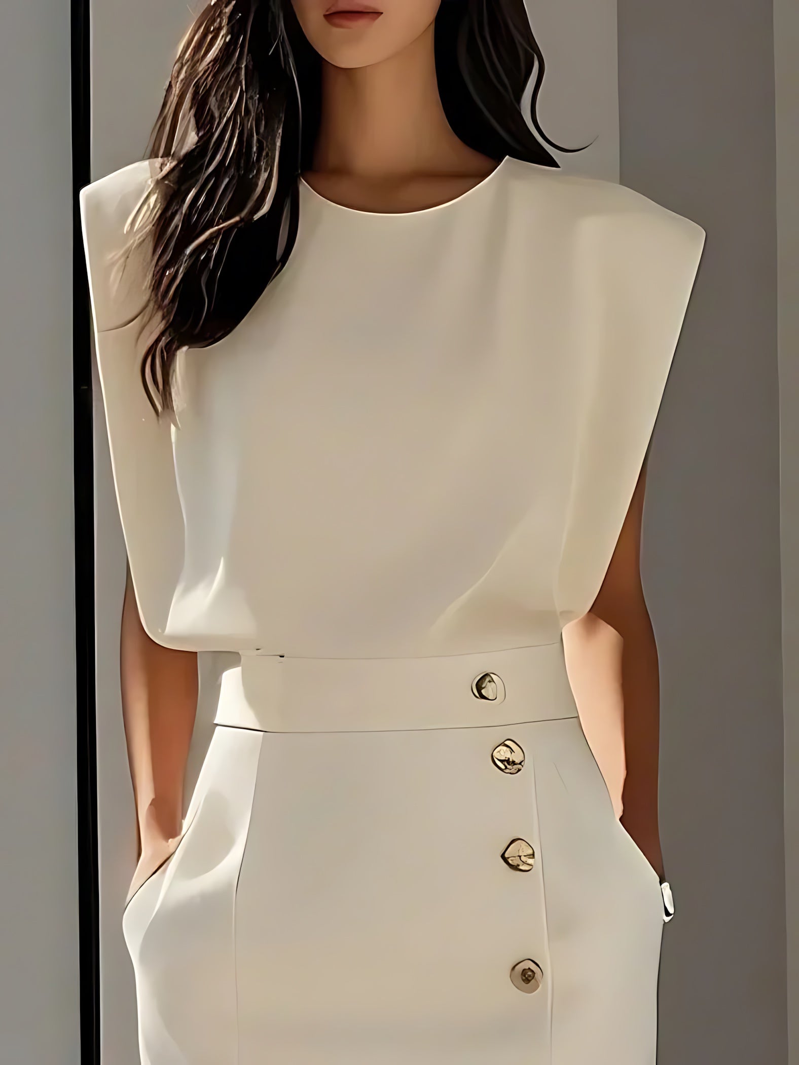 Sophie – Round Neck Bodycon Side Slit Midi Dress