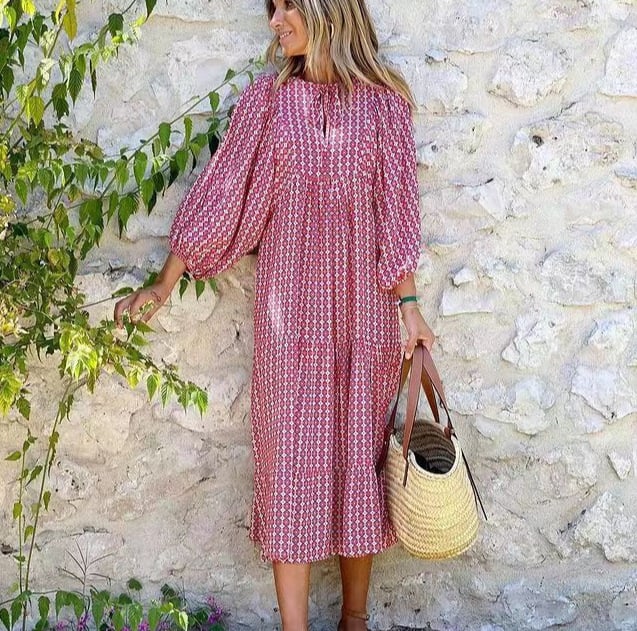 Cara – Ditsy Floral Puff Sleeve Boho Midi Dress