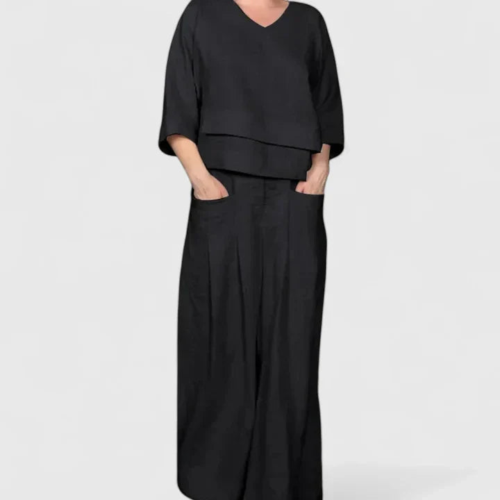 Athena – Half Sleeve Top and Wide Leg Pants Lounge Set