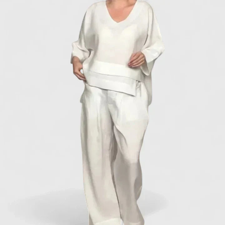 Athena – Half Sleeve Top and Wide Leg Pants Lounge Set