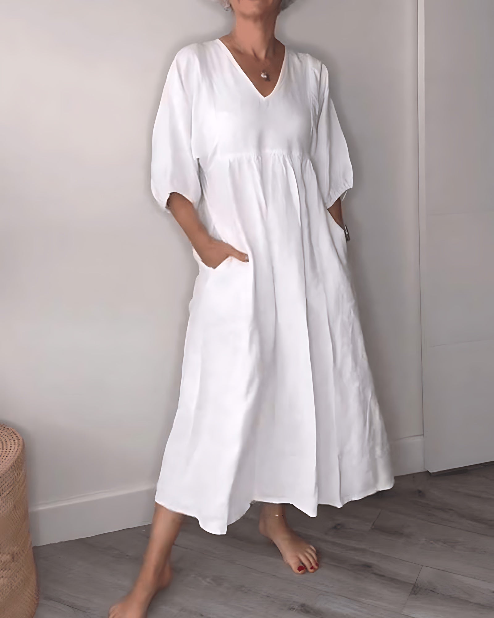 Stella – Puff Sleeve V Neck Summer Maxi Dress