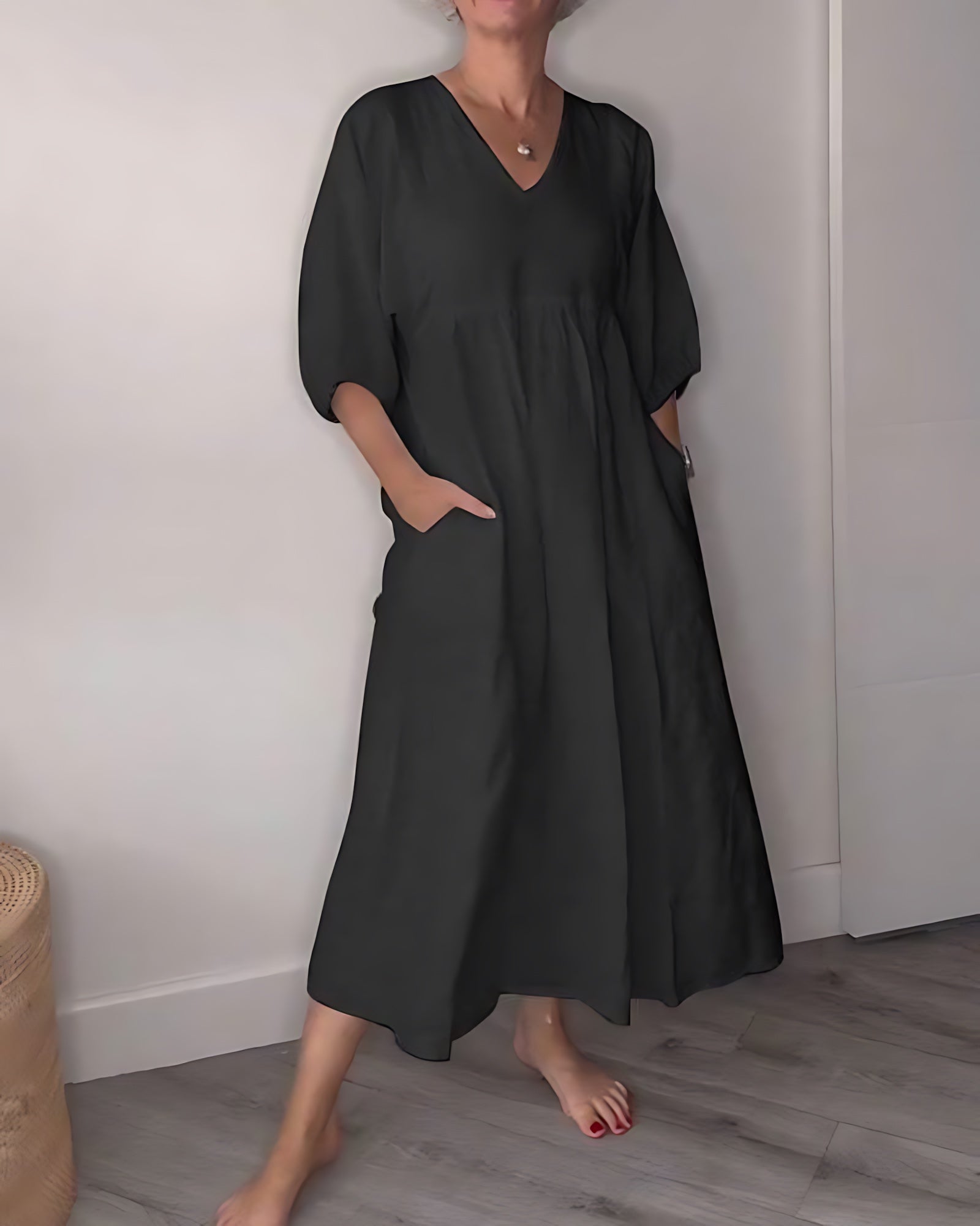 Stella – Puff Sleeve V Neck Summer Maxi Dress