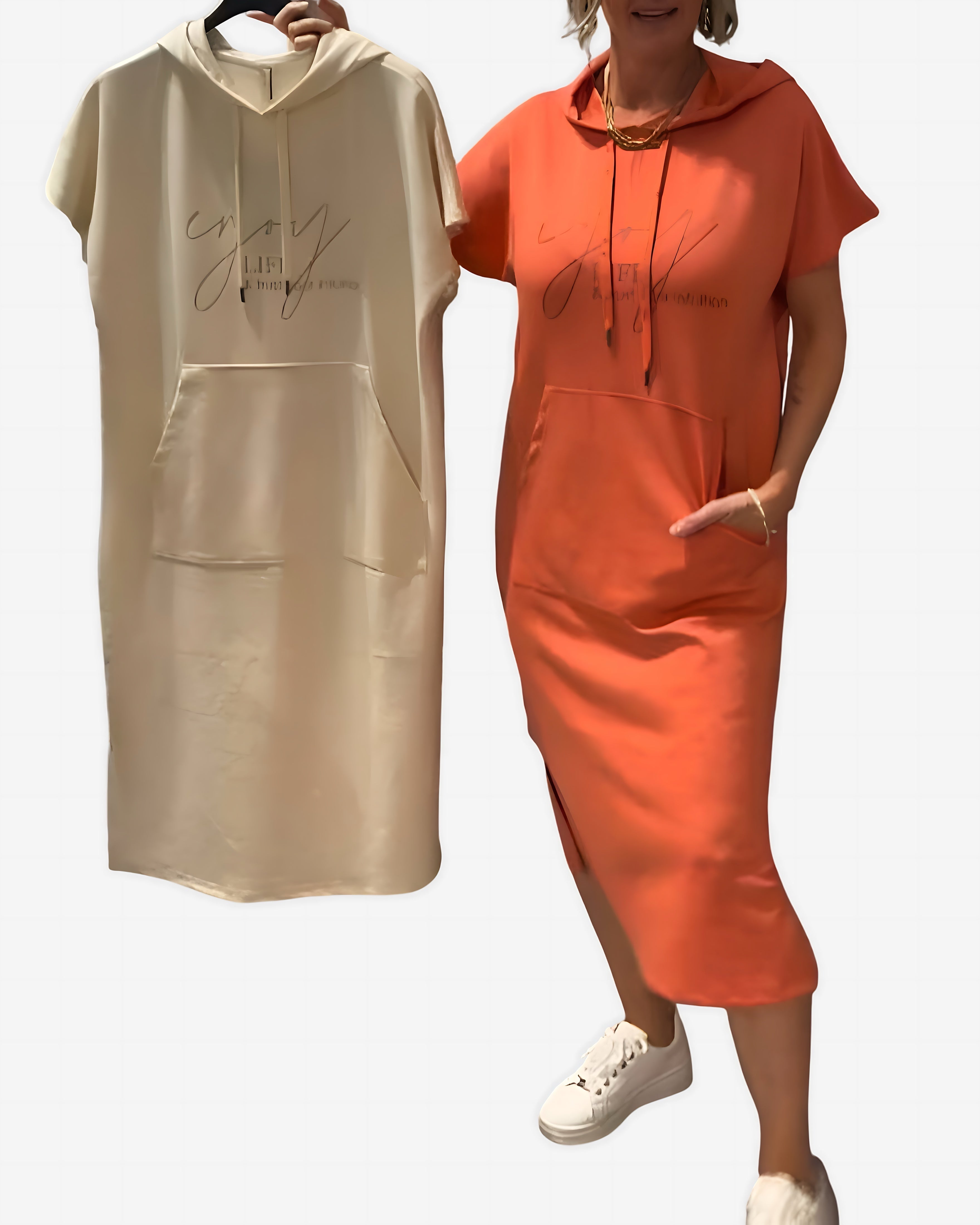Stella – Short Sleeve Midi Hoodie Dress