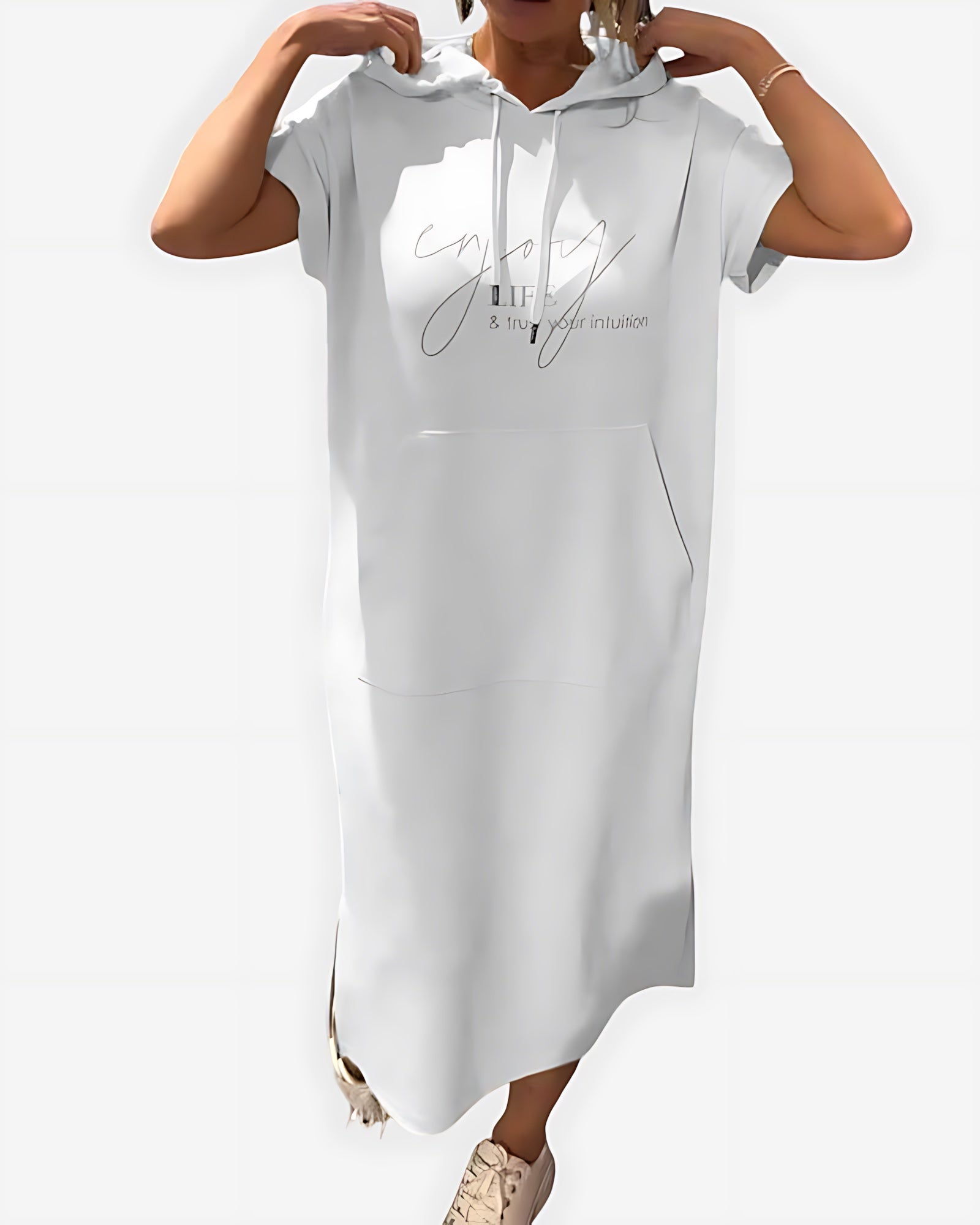 Stella – Short Sleeve Midi Hoodie Dress