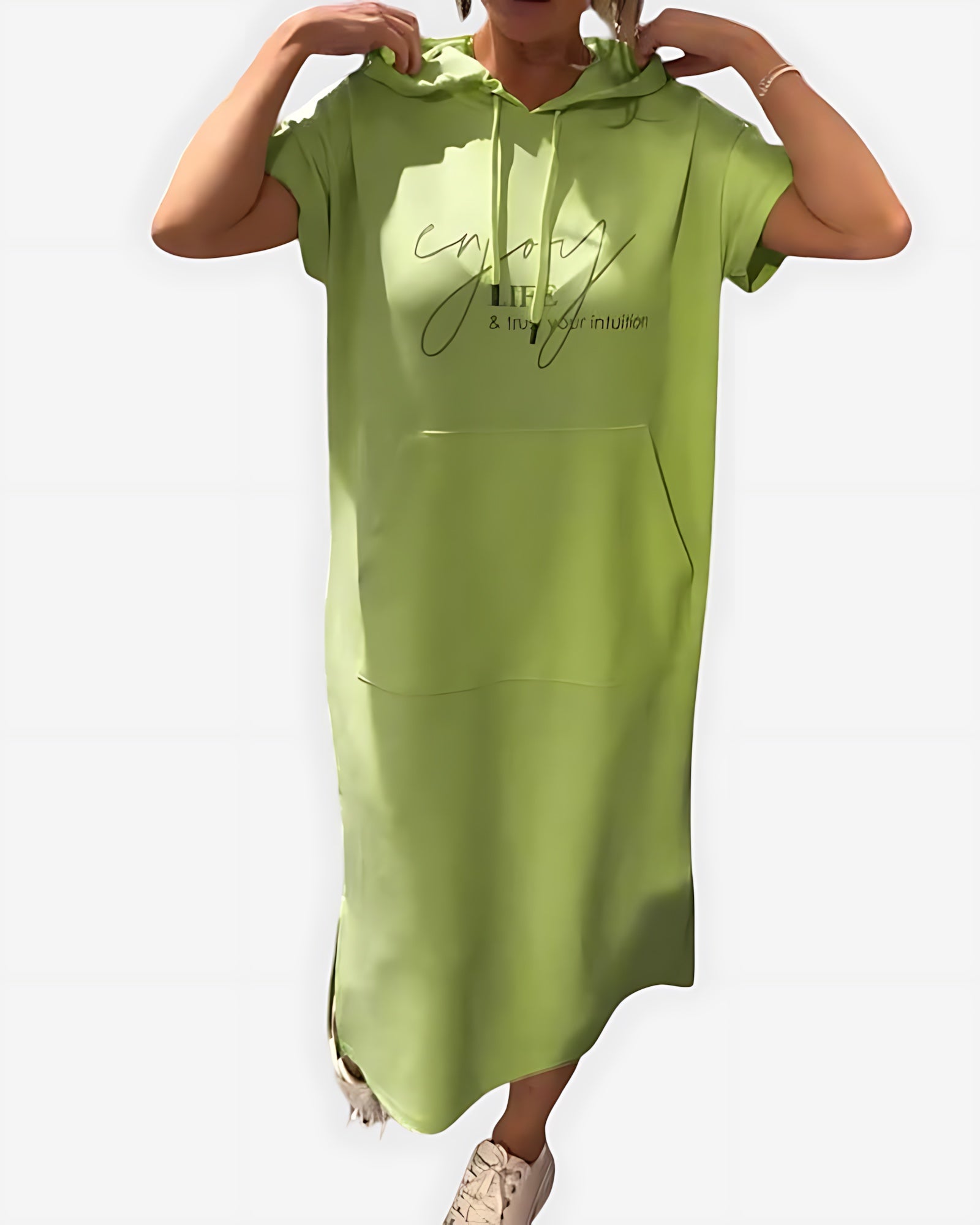 Stella – Short Sleeve Midi Hoodie Dress