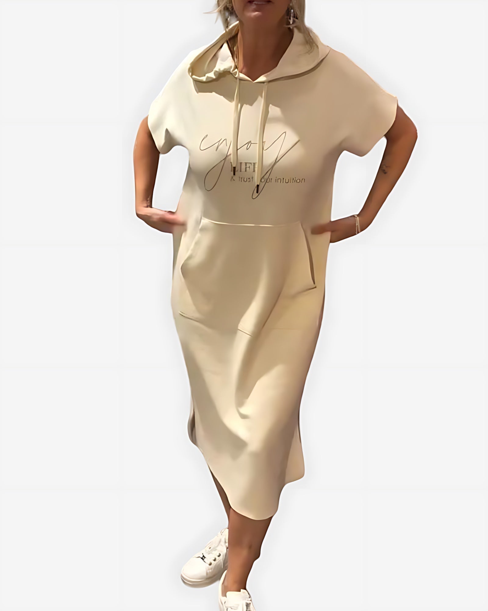 Stella – Short Sleeve Midi Hoodie Dress