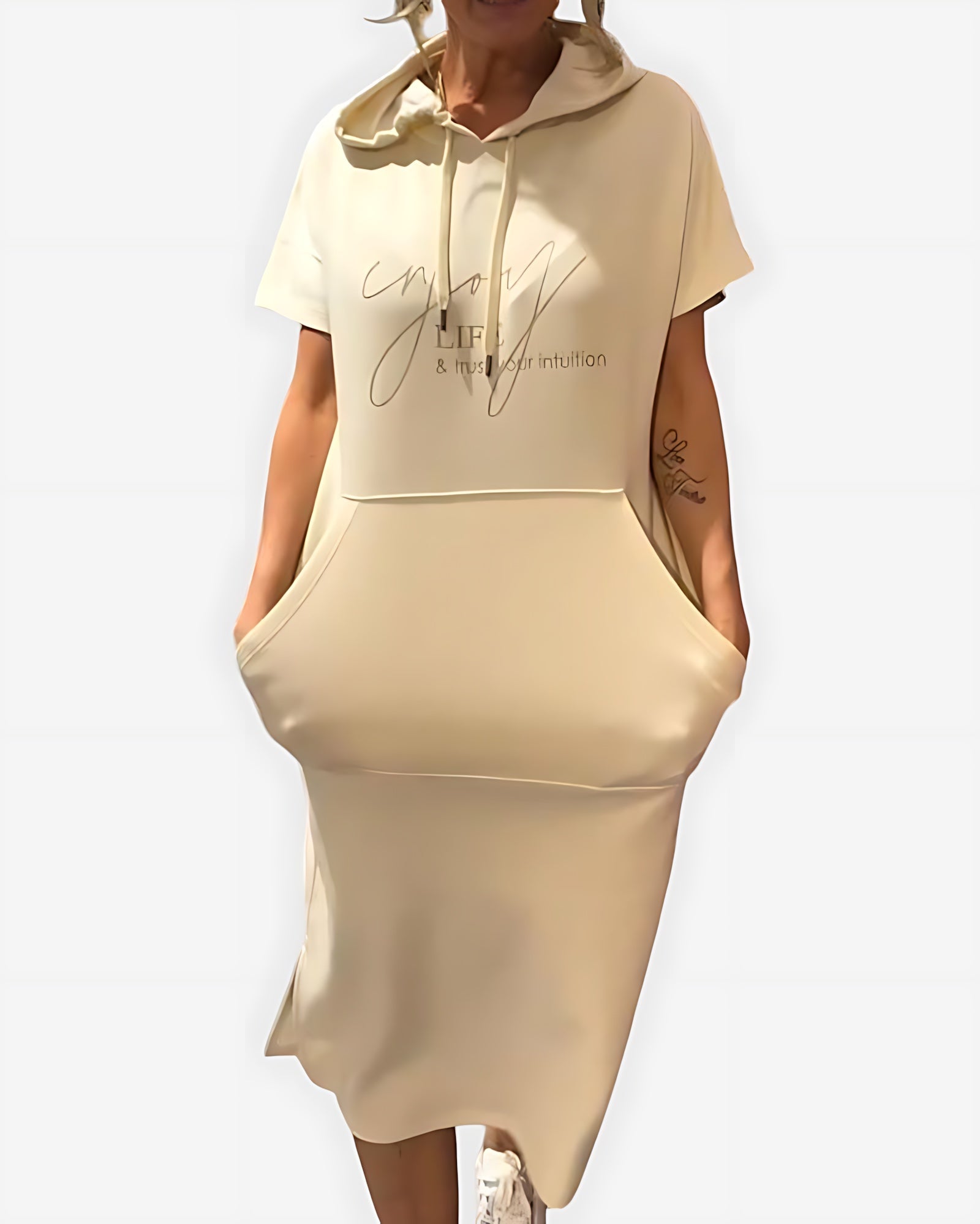 Stella – Short Sleeve Midi Hoodie Dress