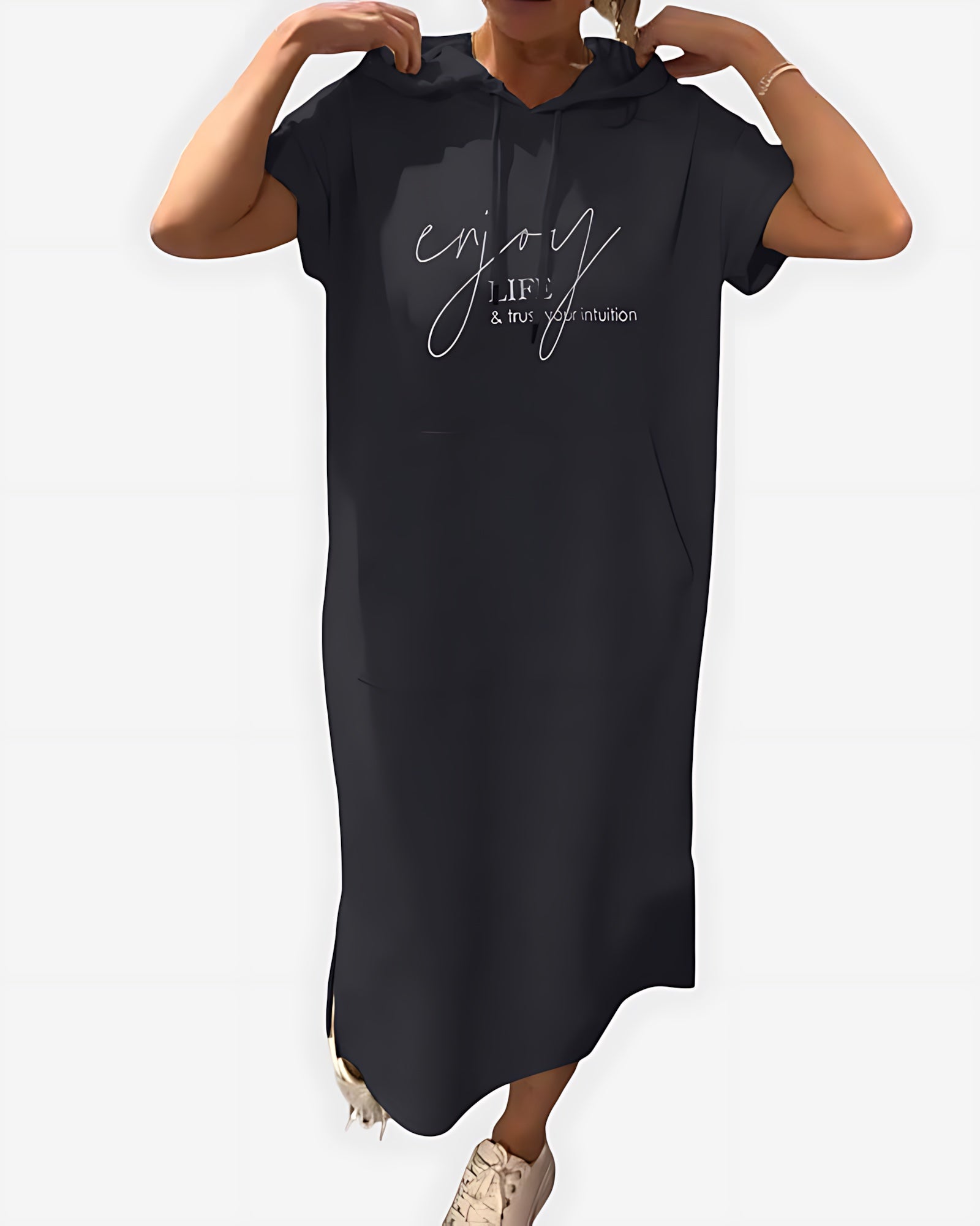 Stella – Short Sleeve Midi Hoodie Dress