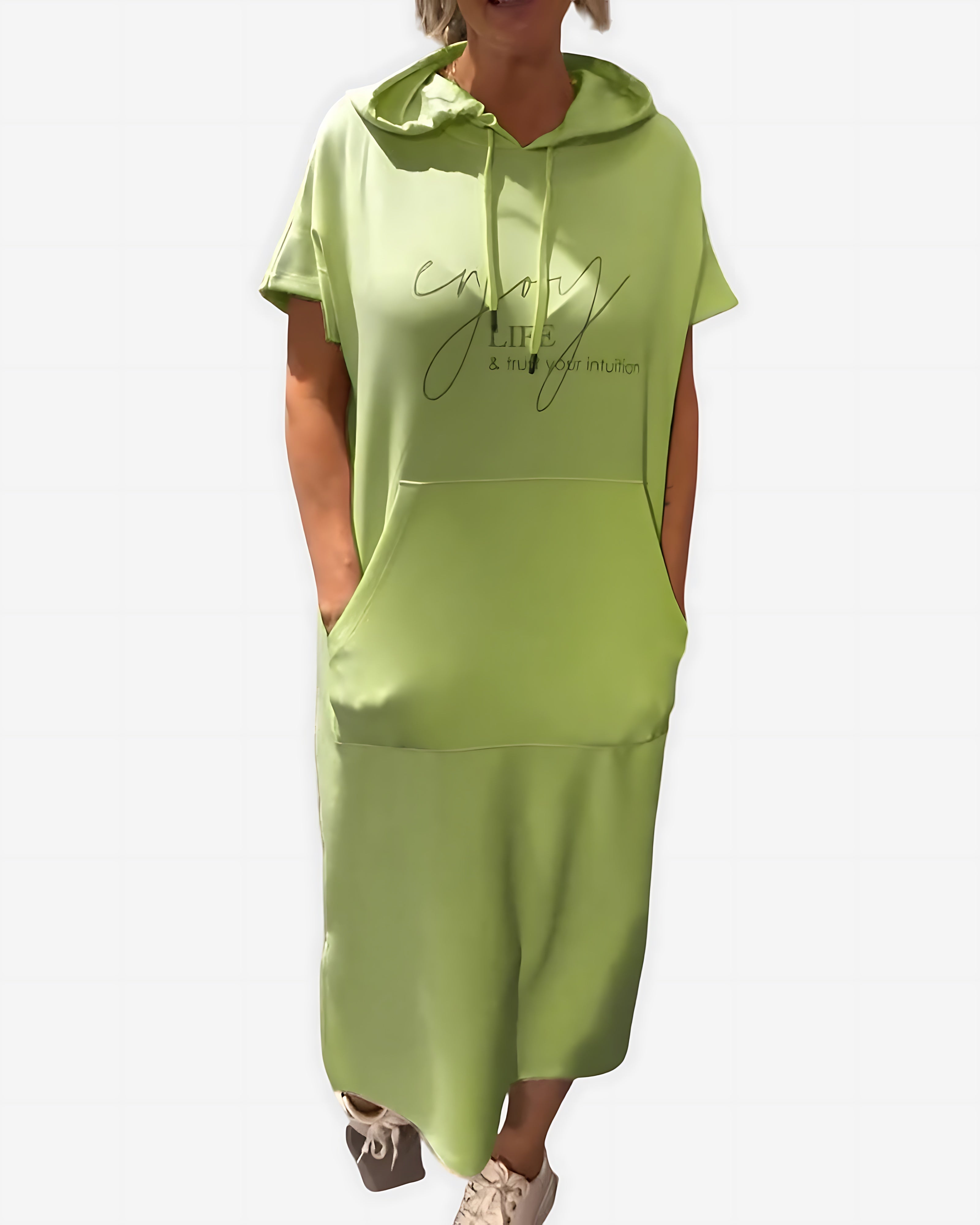 Stella – Short Sleeve Midi Hoodie Dress