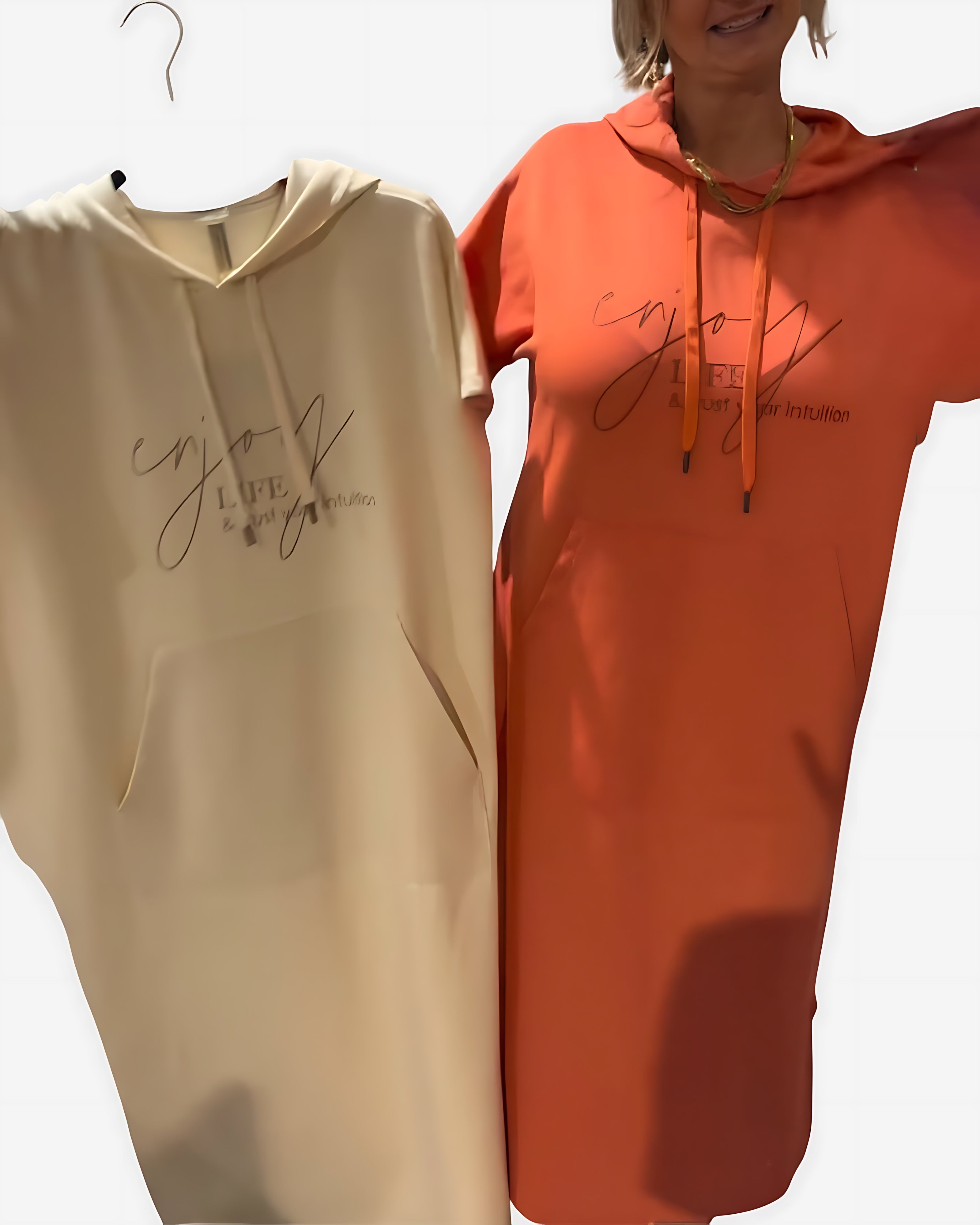 Stella – Short Sleeve Midi Hoodie Dress