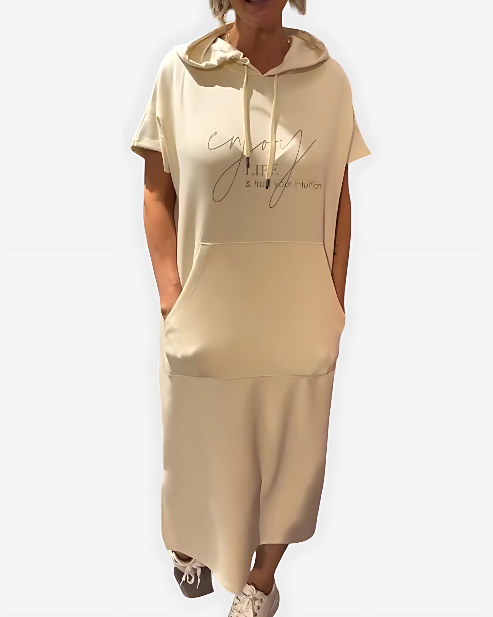 Stella – Short Sleeve Midi Hoodie Dress
