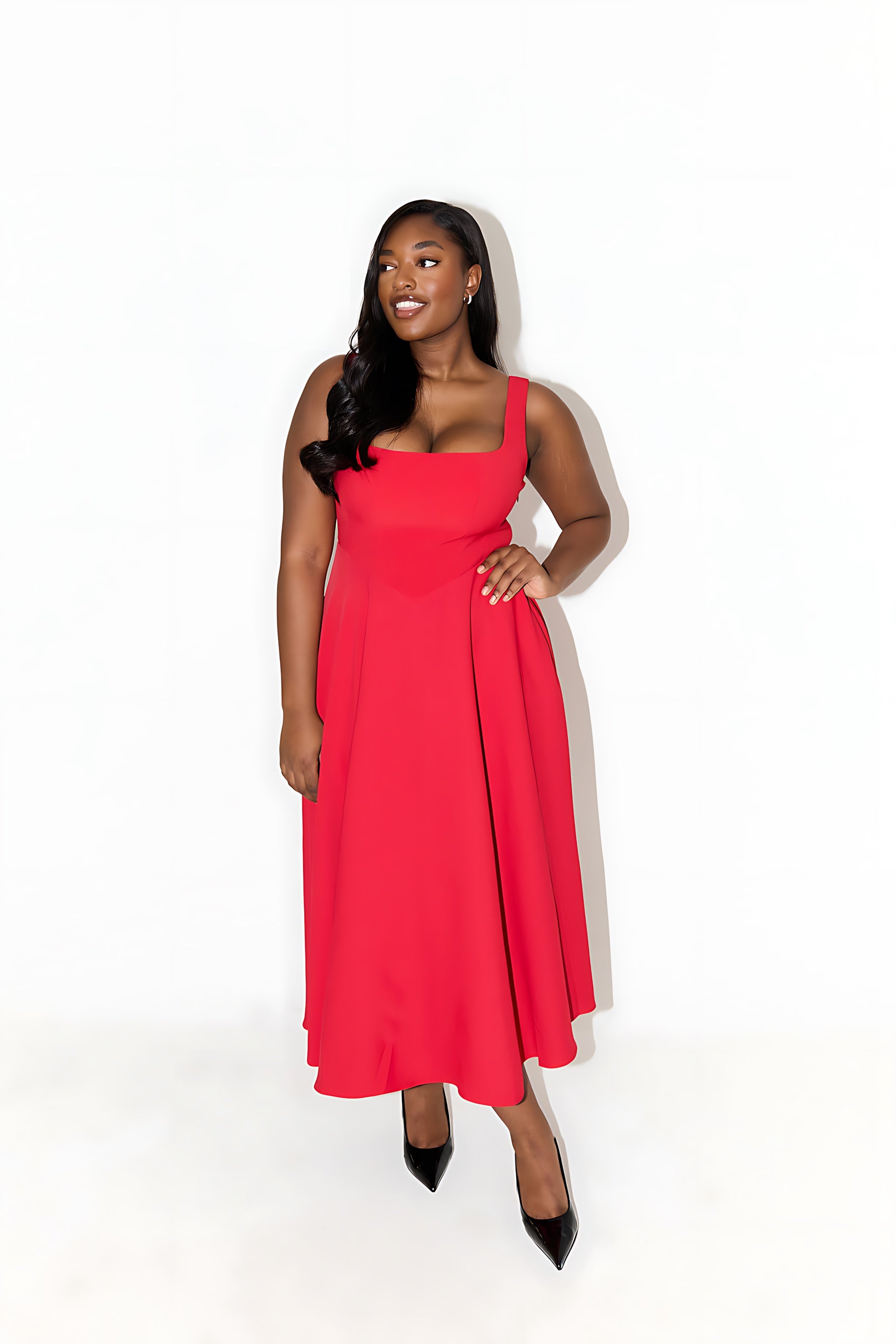 Stella – Square Neck A Line Formal Maxi Dress