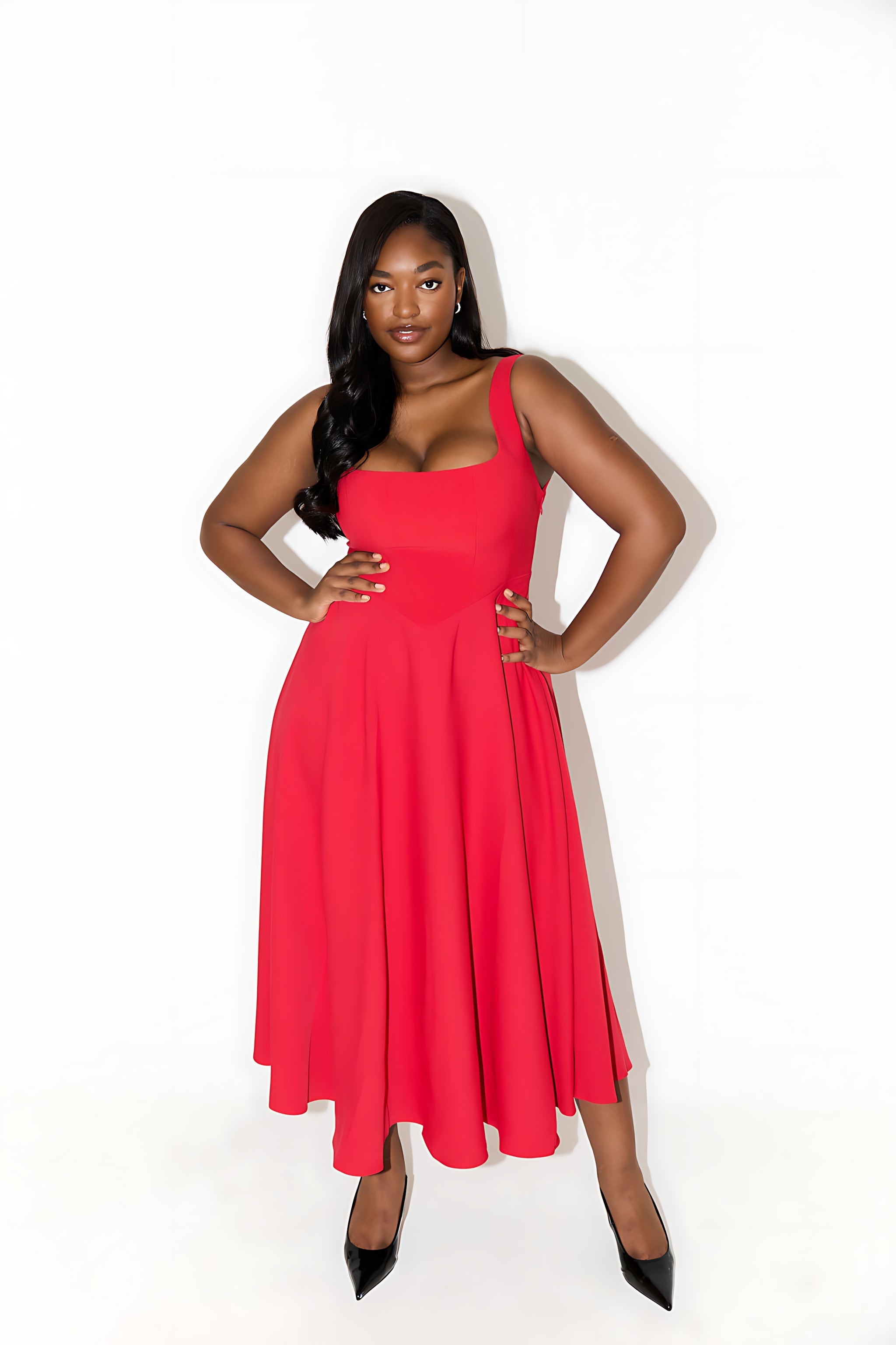 Stella – Square Neck A Line Formal Maxi Dress