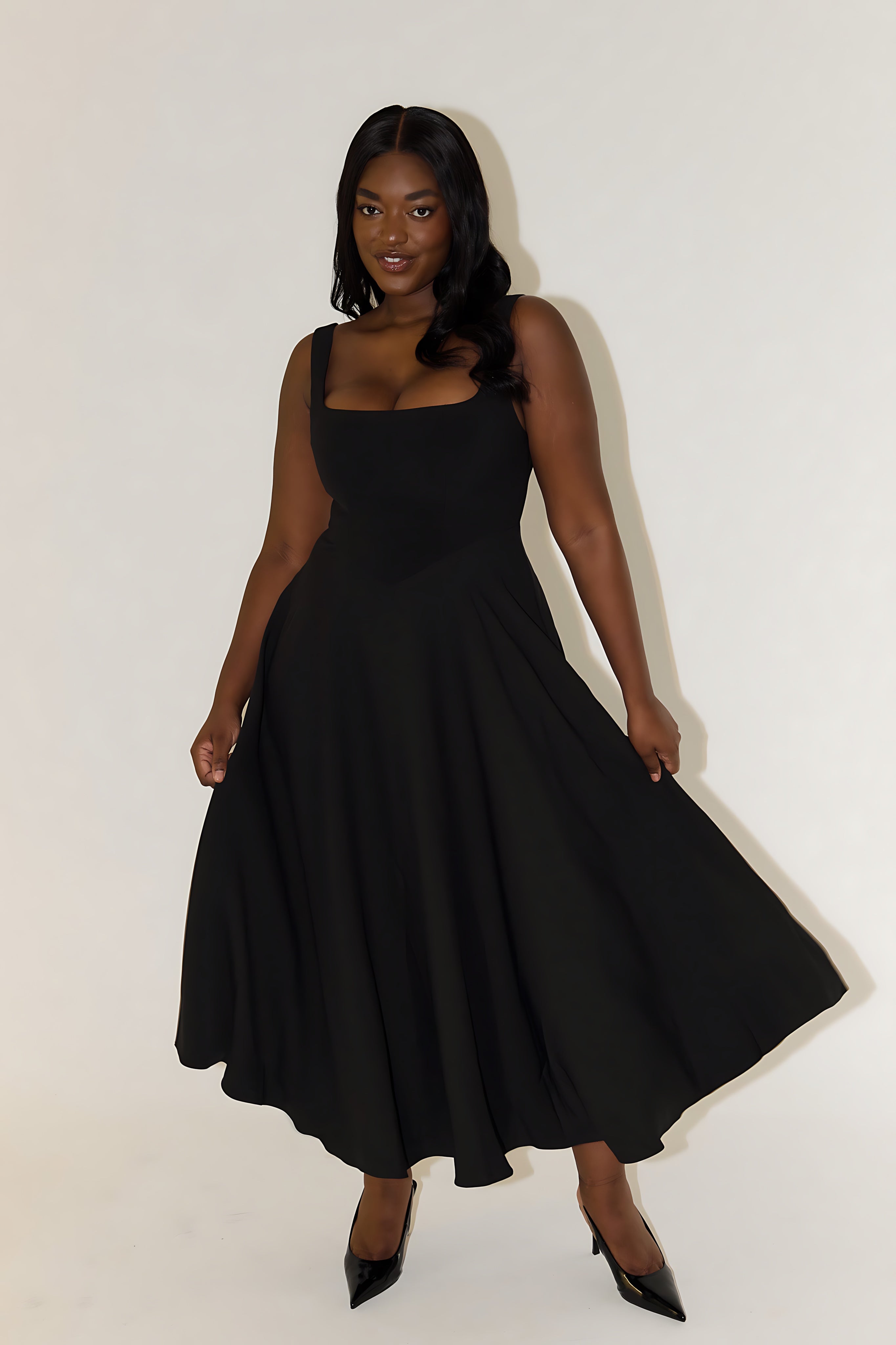 Stella – Square Neck A Line Formal Maxi Dress