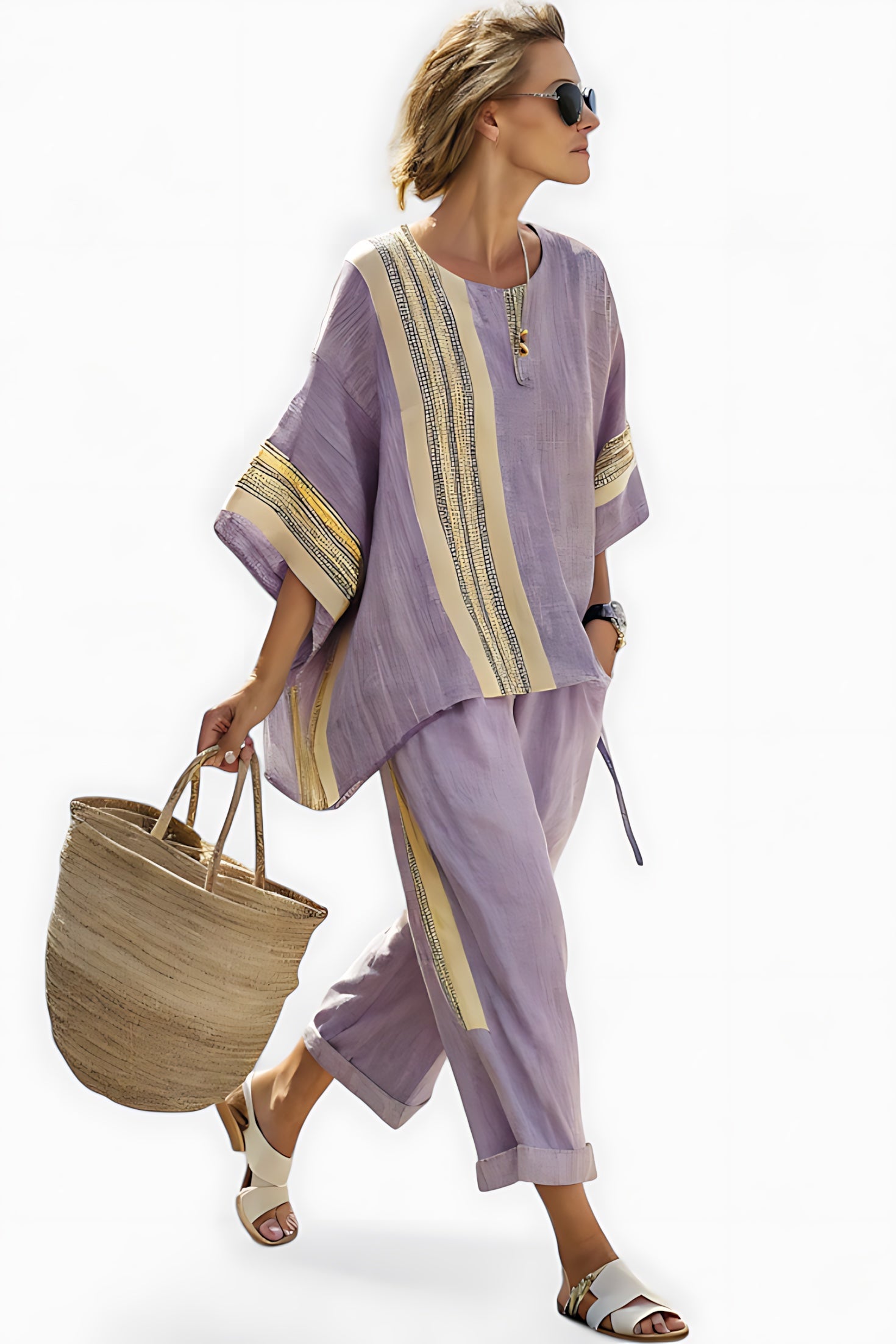 Stella – Striped Oversized Top and Tapered Pants Set