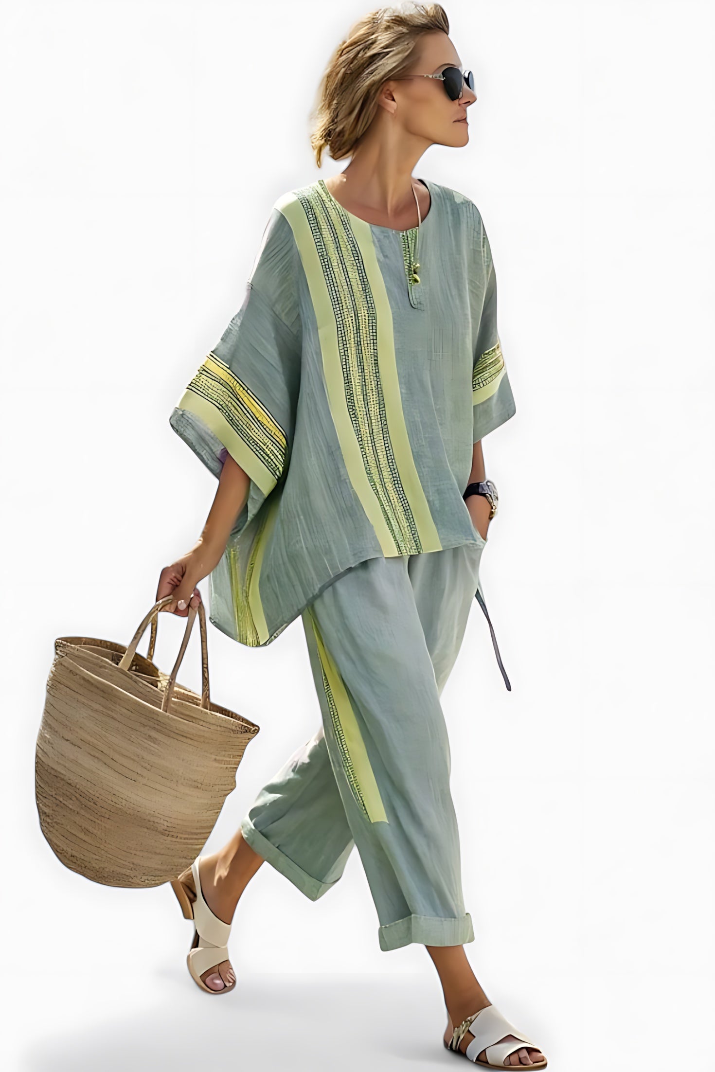 Stella – Striped Oversized Top and Tapered Pants Set