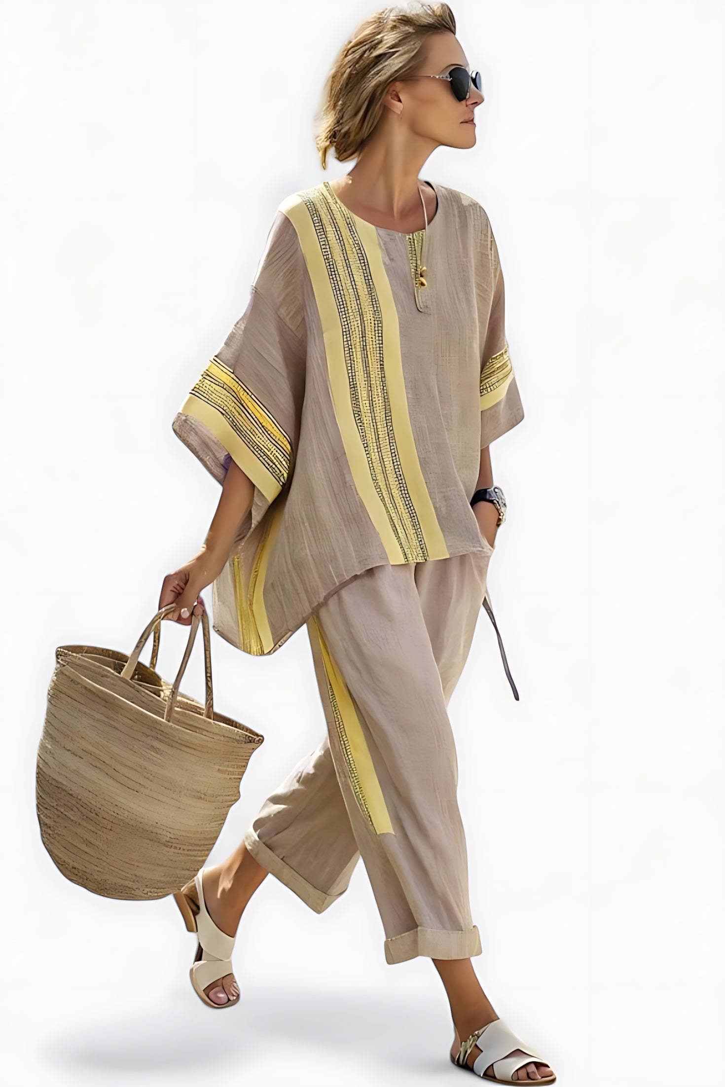 Stella – Striped Oversized Top and Tapered Pants Set