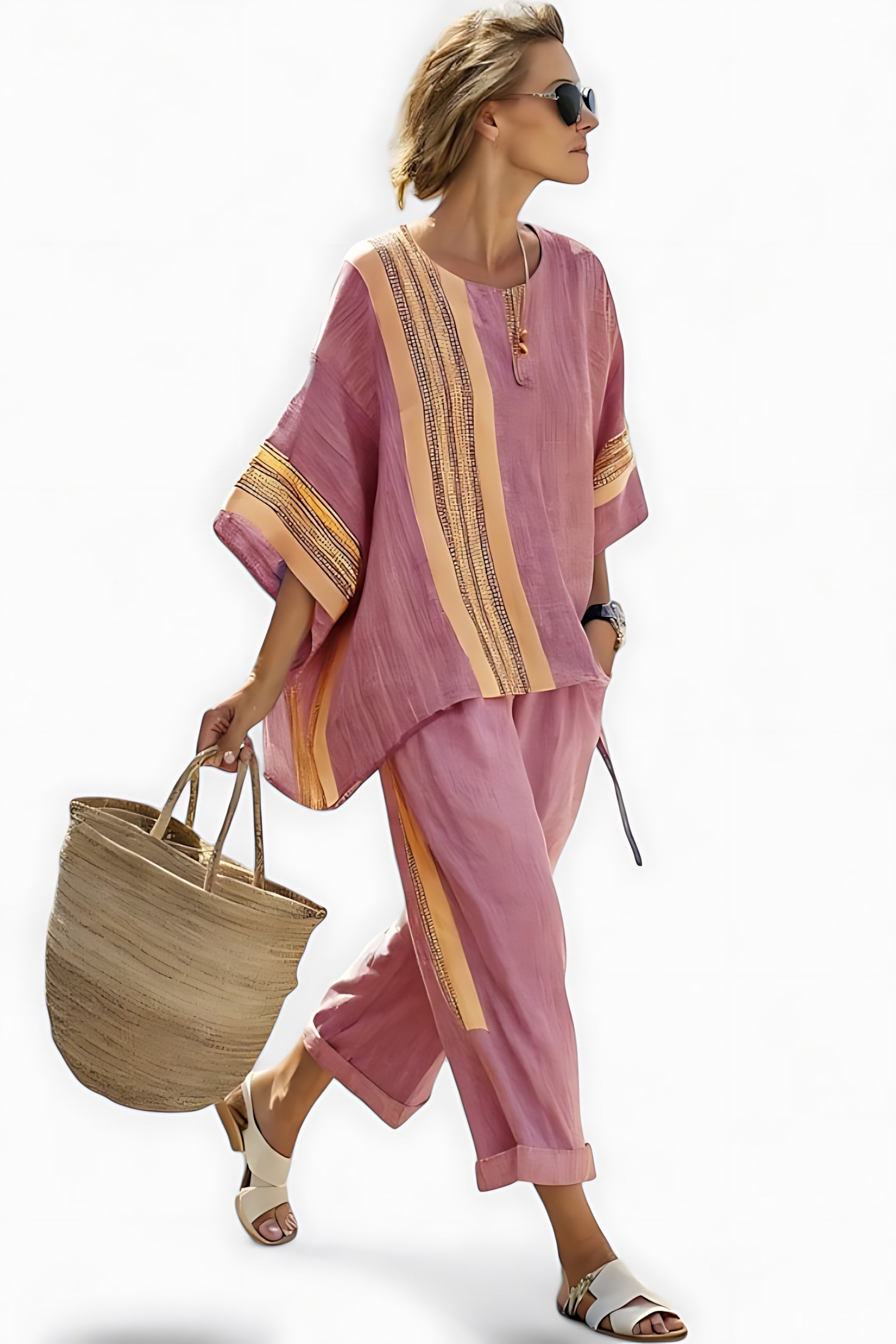 Stella – Striped Oversized Top and Tapered Pants Set
