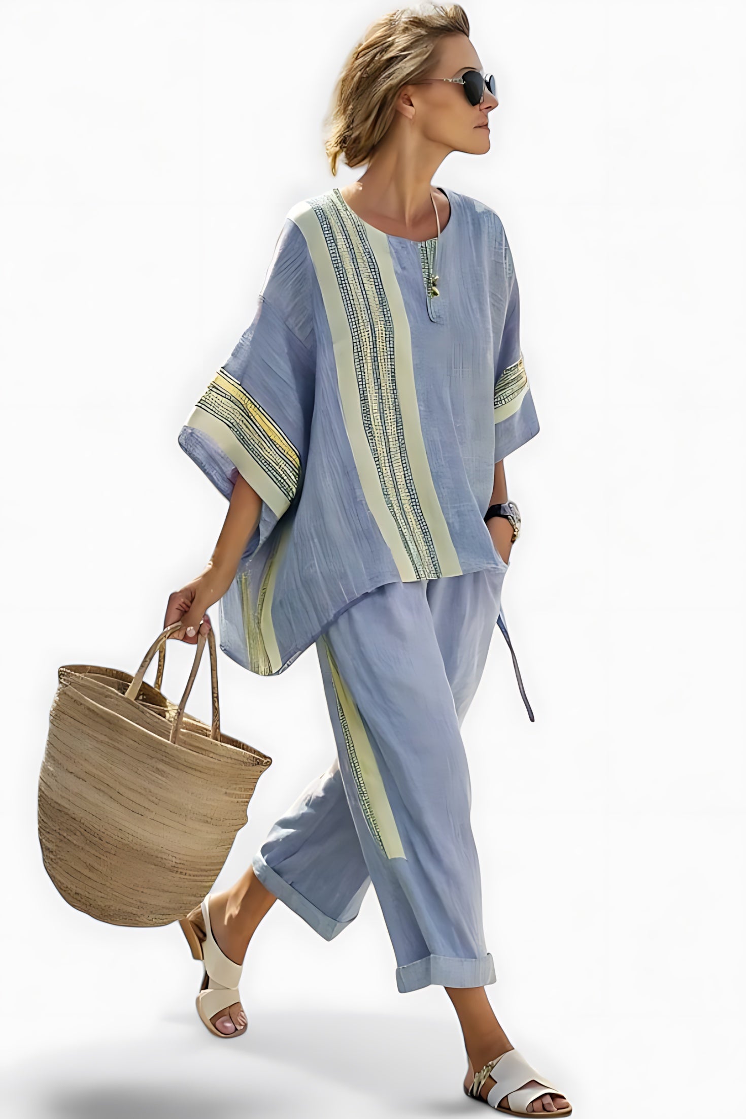 Stella – Striped Oversized Top and Tapered Pants Set