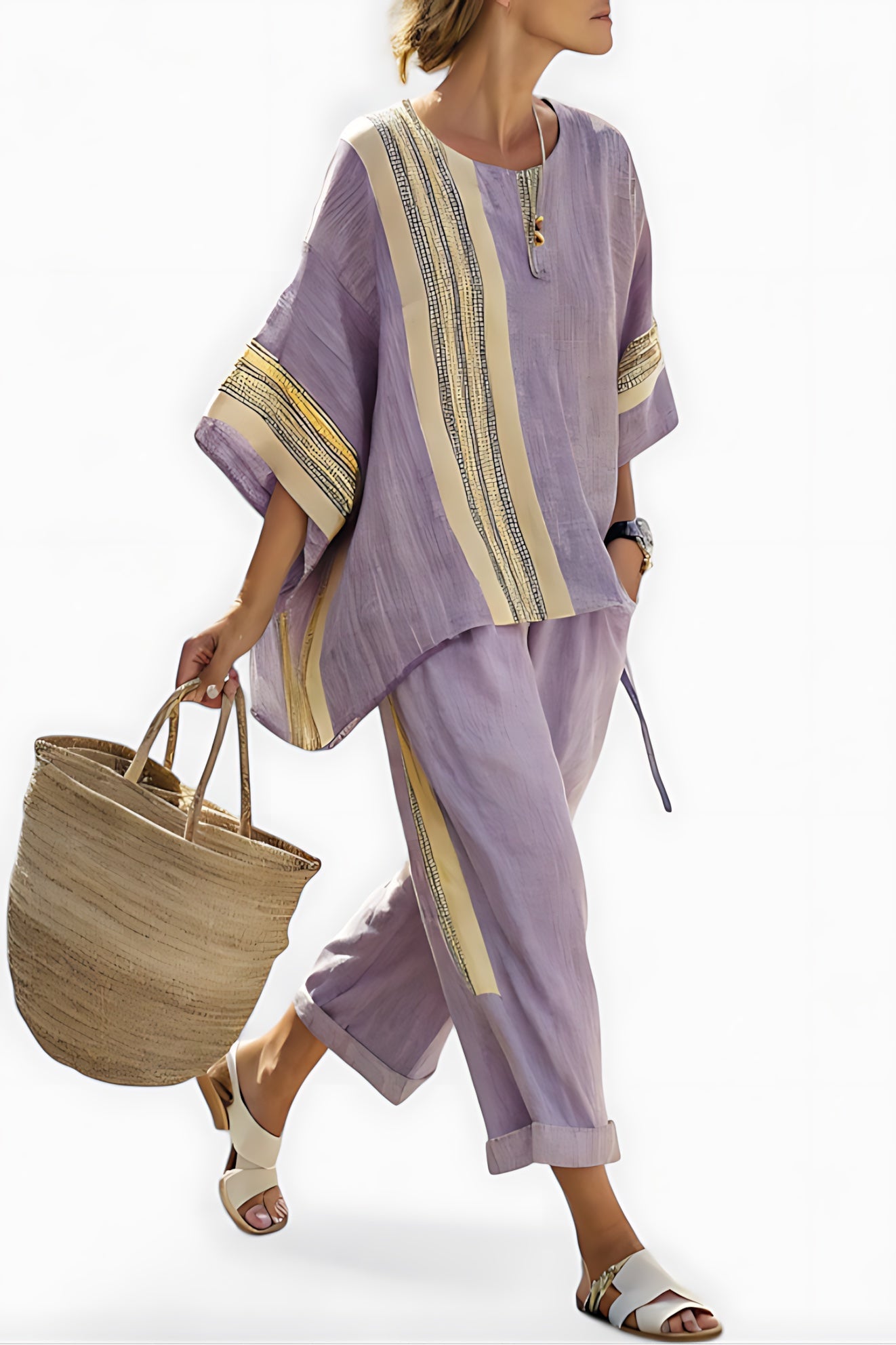 Stella – Striped Oversized Top and Tapered Pants Set