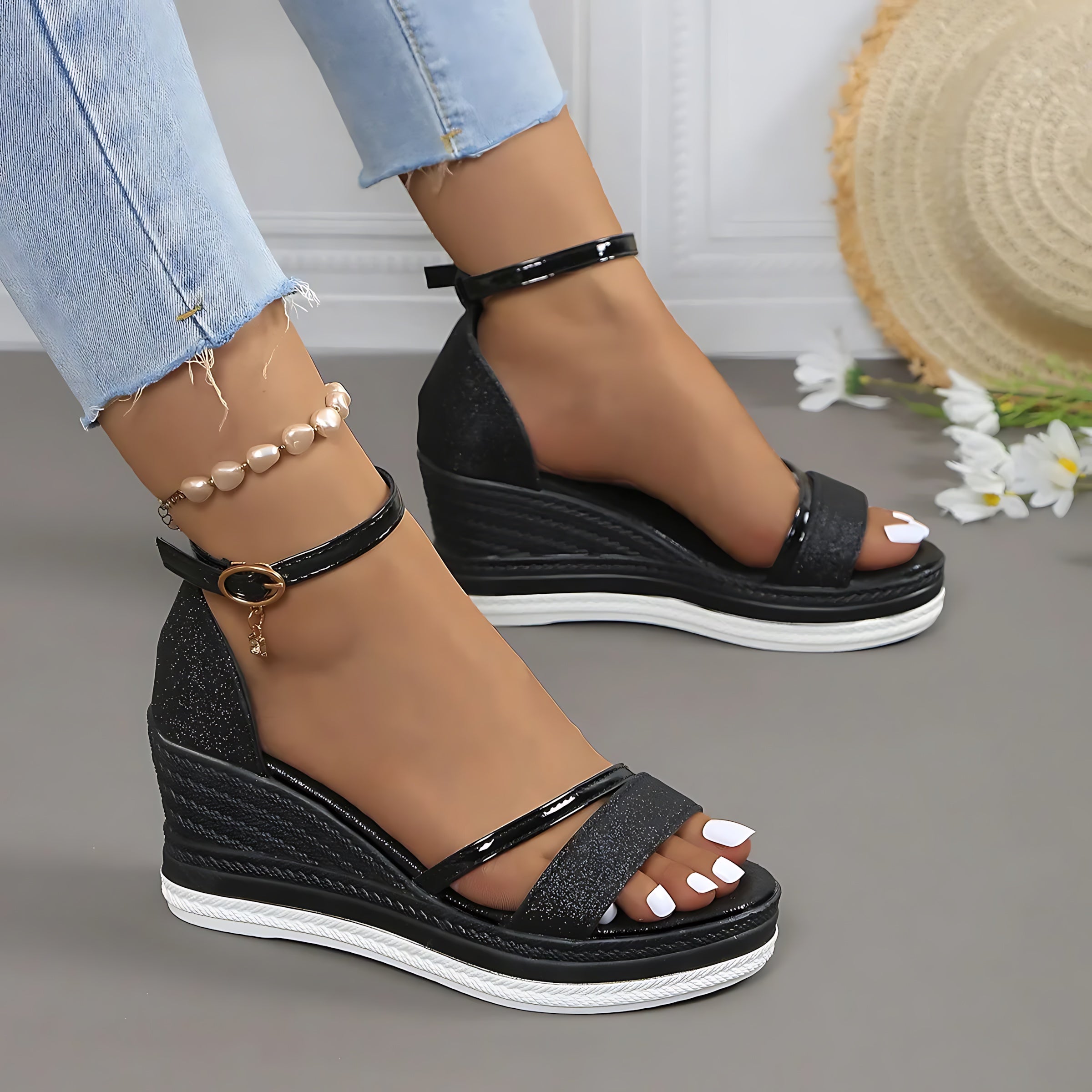 Talia – Ankle Strap Espadrille Wedge Sandals