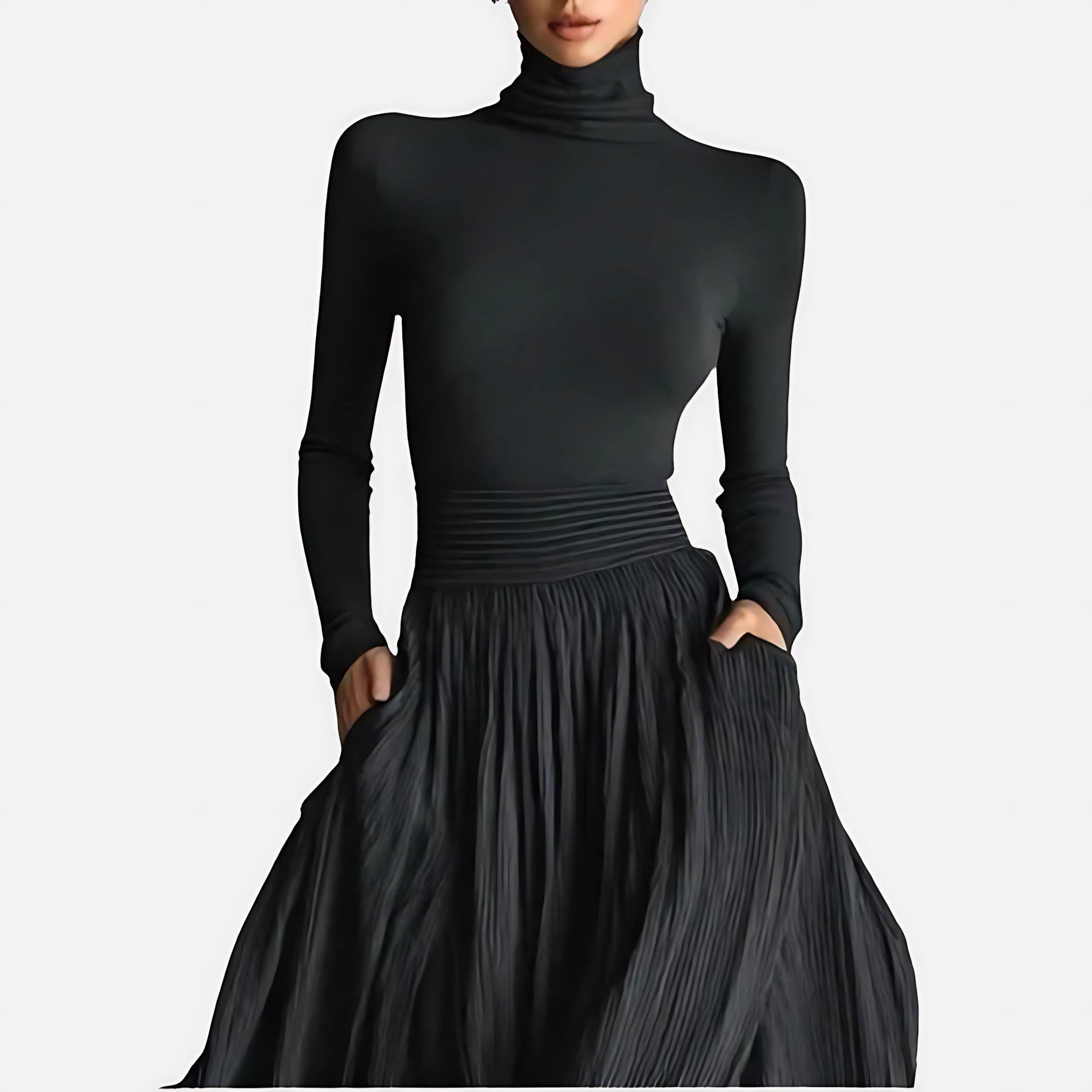 Talia – Turtleneck Top and High Waist Maxi Skirt Set