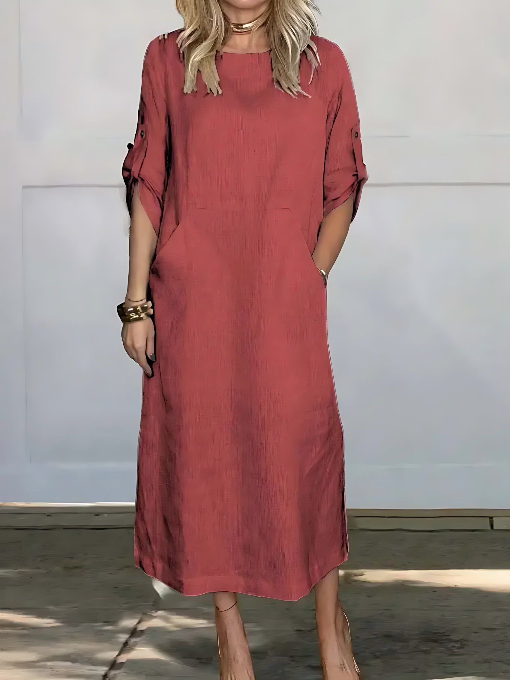 Tessa – 3/4 Sleeve A Line Summer Midi Dress