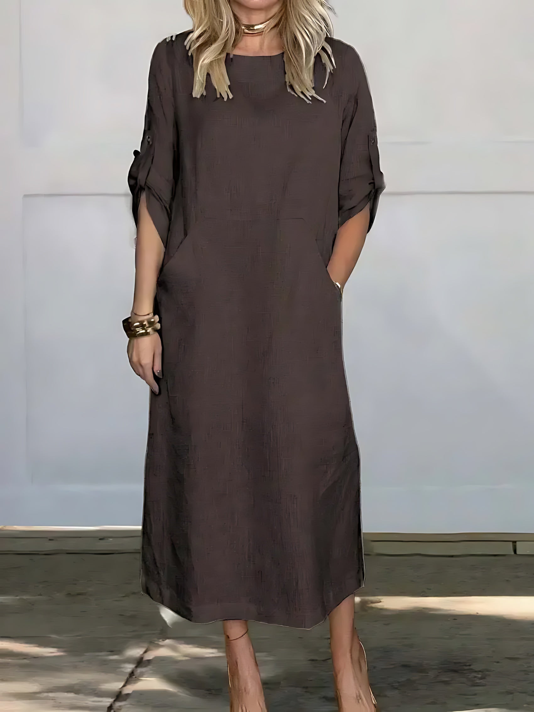 Tessa – 3/4 Sleeve A Line Summer Midi Dress